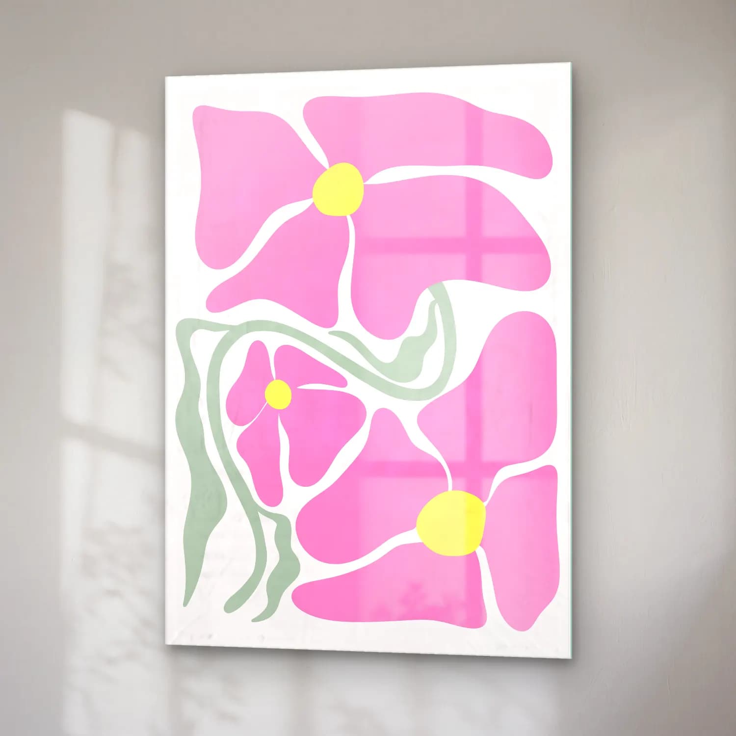 Pastel Çiçek Deseni No. 179 cam tablo — sağ açıdan görünüm