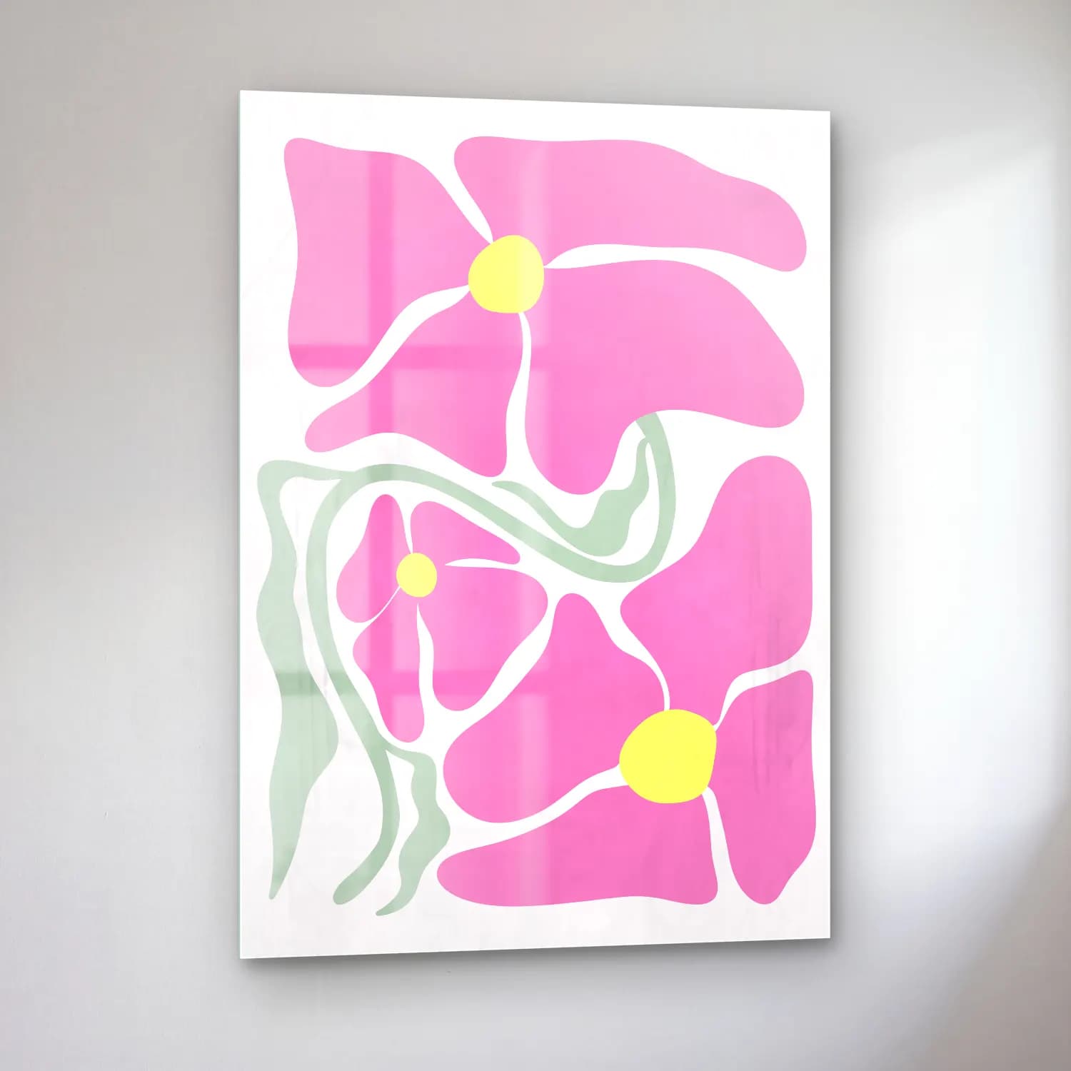 Pastel Çiçek Deseni No. 179 cam tablo — sol açıdan görünüm