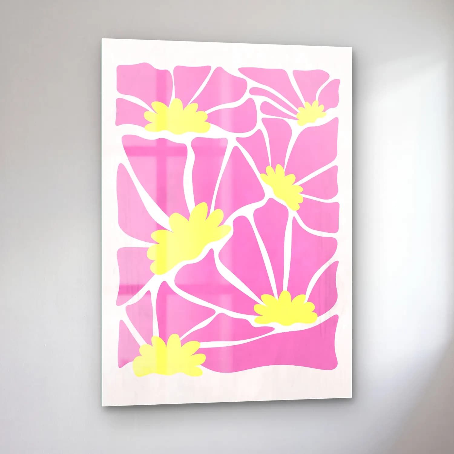 Pastel Çiçek Deseni No. 181 cam tablo — sol açıdan görünüm