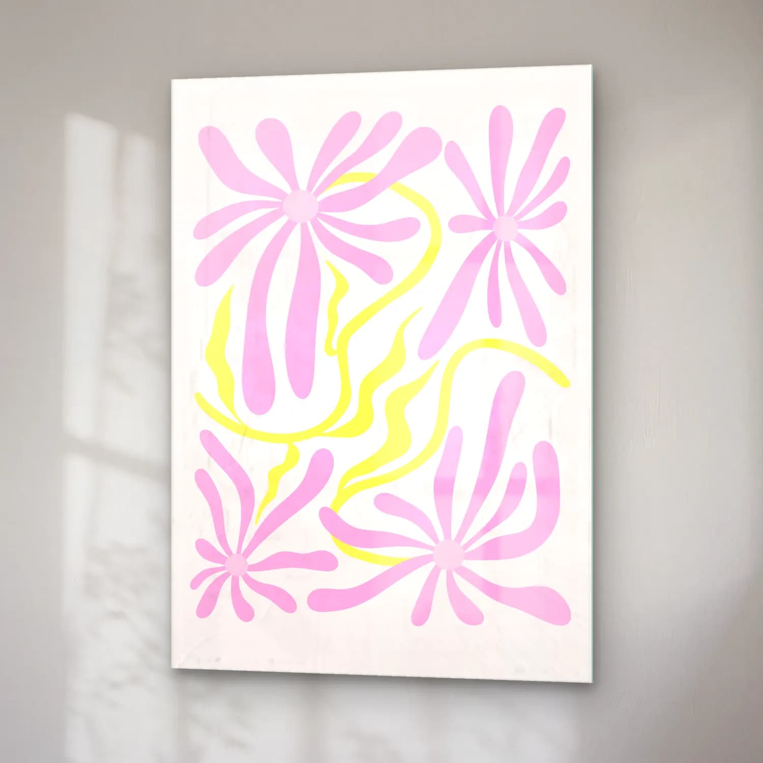 Pastel Çiçek Deseni No. 182 cam tablo — sağ açıdan görünüm