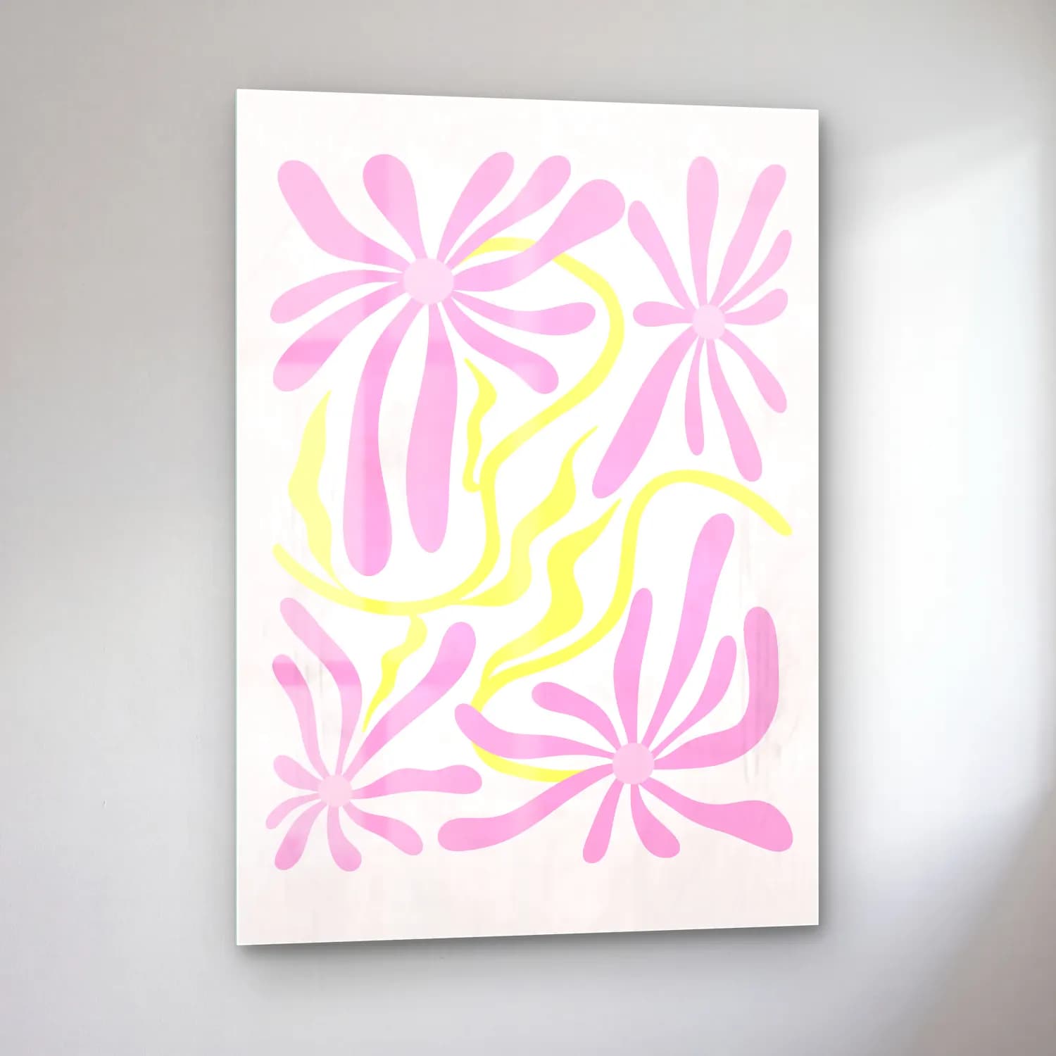 Pastel Çiçek Deseni No. 182 cam tablo — sol açıdan görünüm