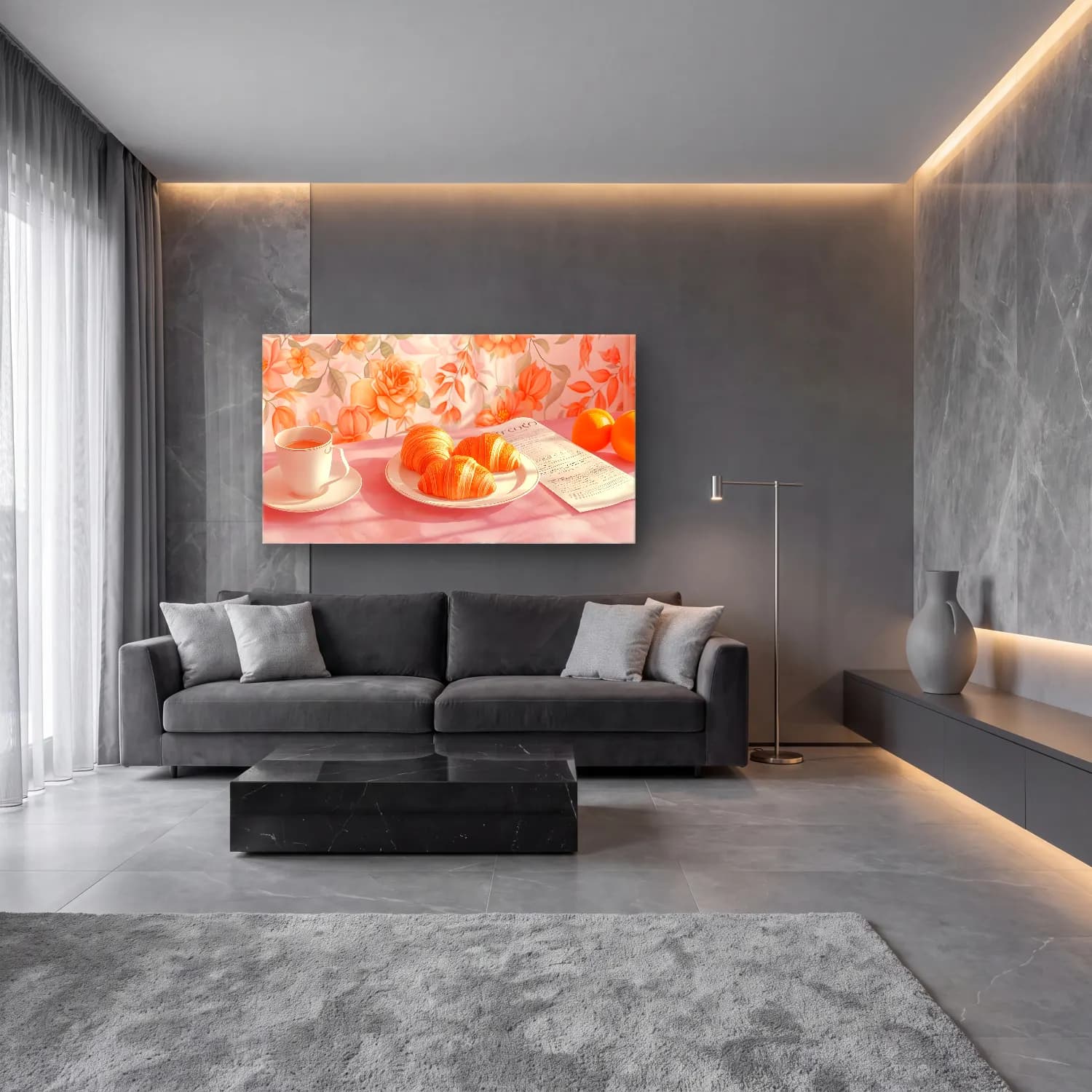 Pastel Ekmek ve Pastalar No. 2 cam tablo — lüks salon duvarında