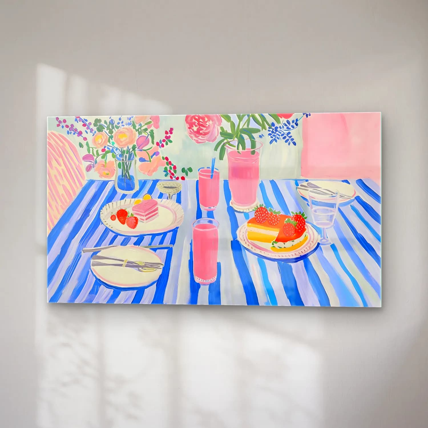 Pastel Tatlılar No. 10 cam tablo — sağ açıdan görünüm