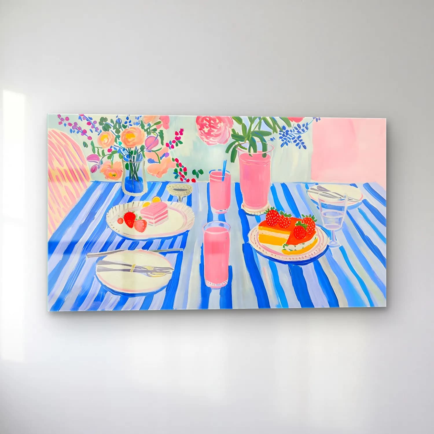 Pastel Tatlılar No. 10 cam tablo — sol açıdan görünüm