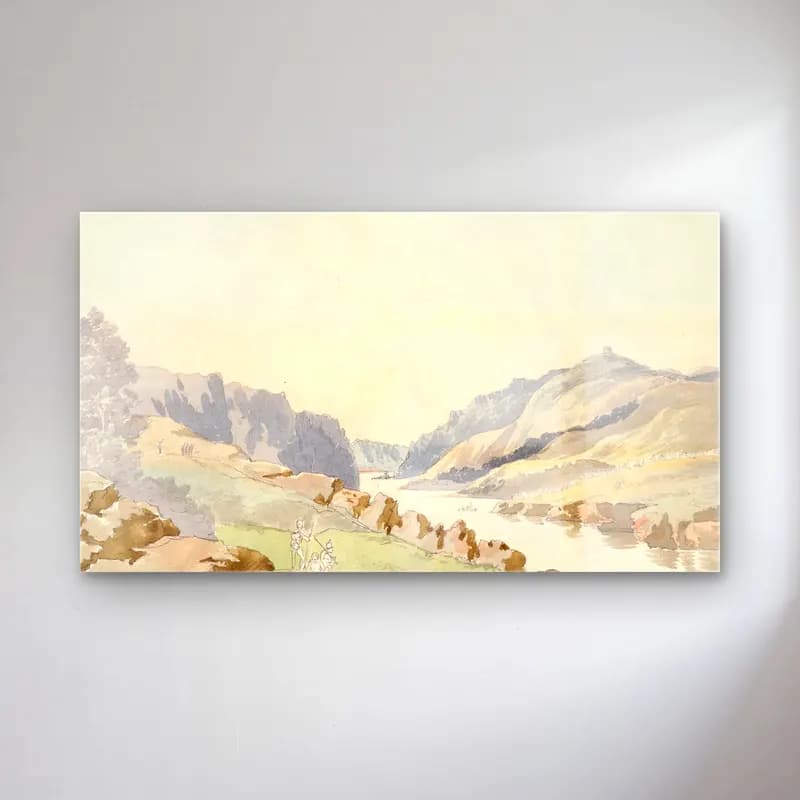 Charles Hamilton Smith – Passage of the Tagus at Villa Velha cam tablo — Charles Hamilton Smith – Passage of the Tagus at Villa Velha — suluboya kırda nehir