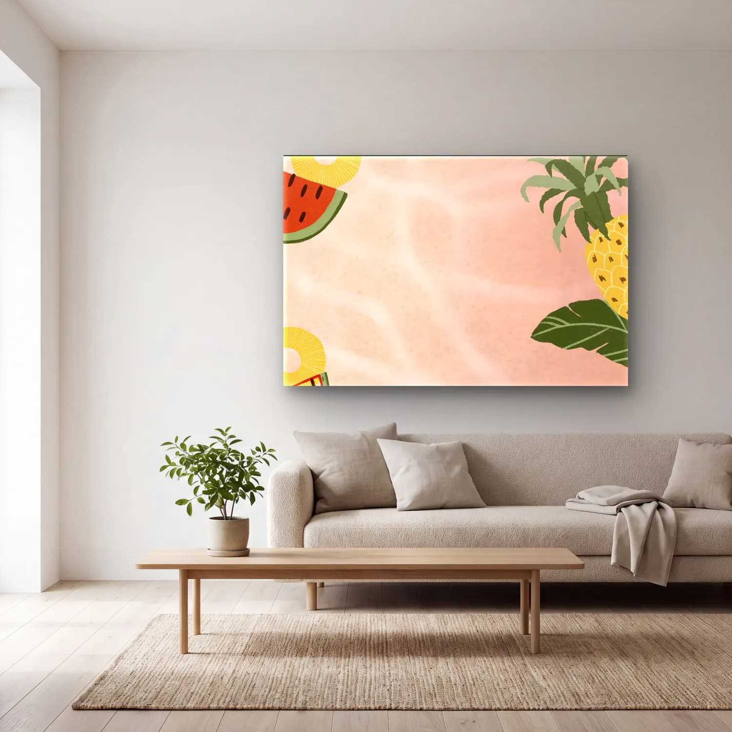 Pastel Çiçek Deseni No. 191 cam tablo — açık renk salonda
