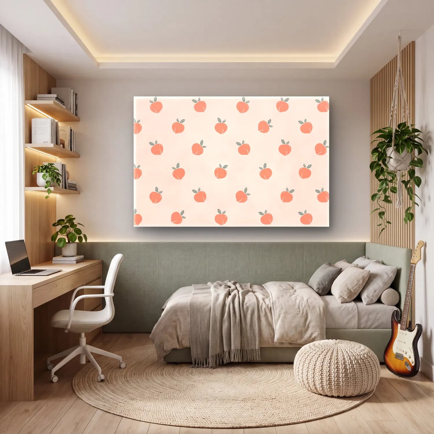 Pastel Armut ve Elmalar – Pembe Tonlar cam tablo — genç odasında