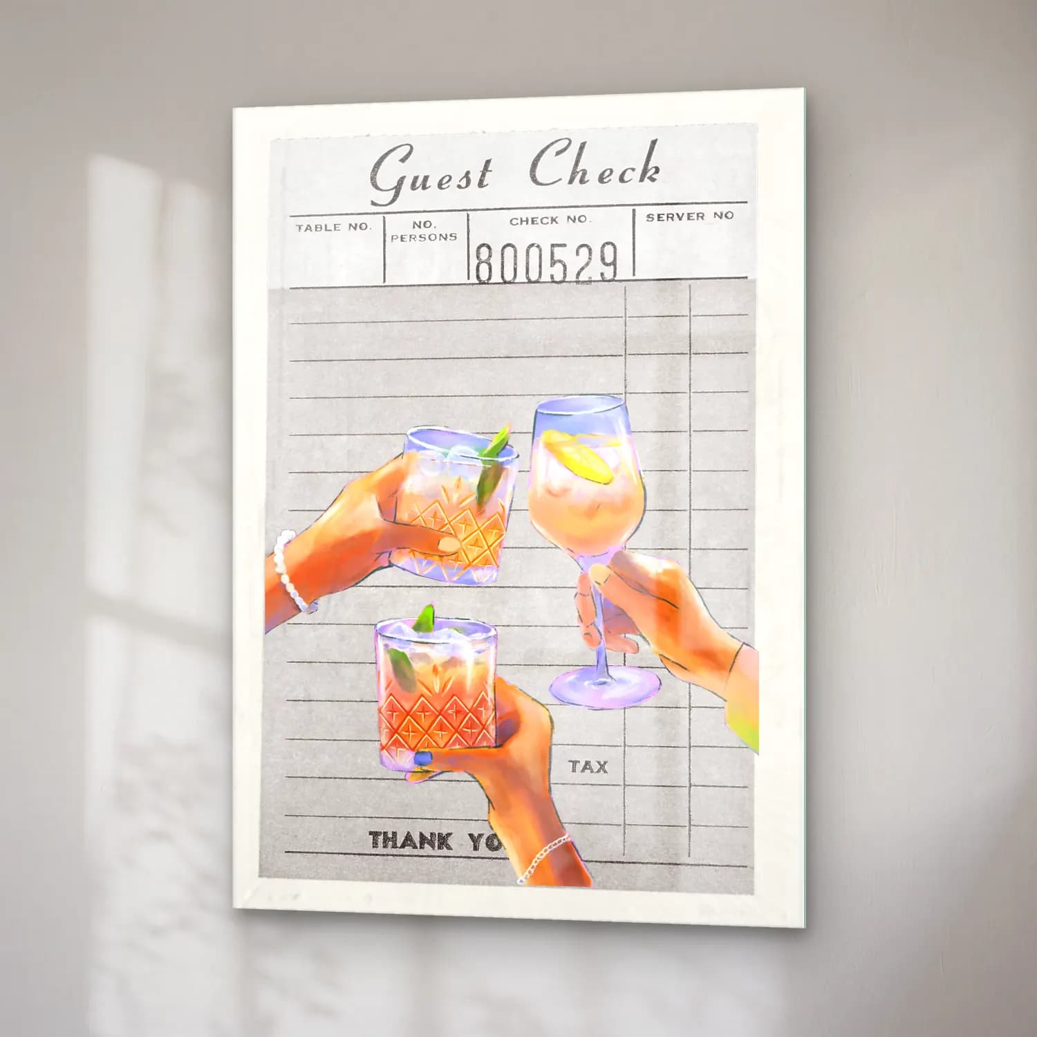 Pastel Kokteyl No. 22 cam tablo — sağ açıdan görünüm