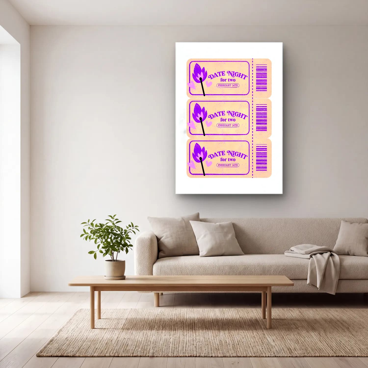 Pastel Mumlar – Pembe Tonlar cam tablo — açık renk salonda
