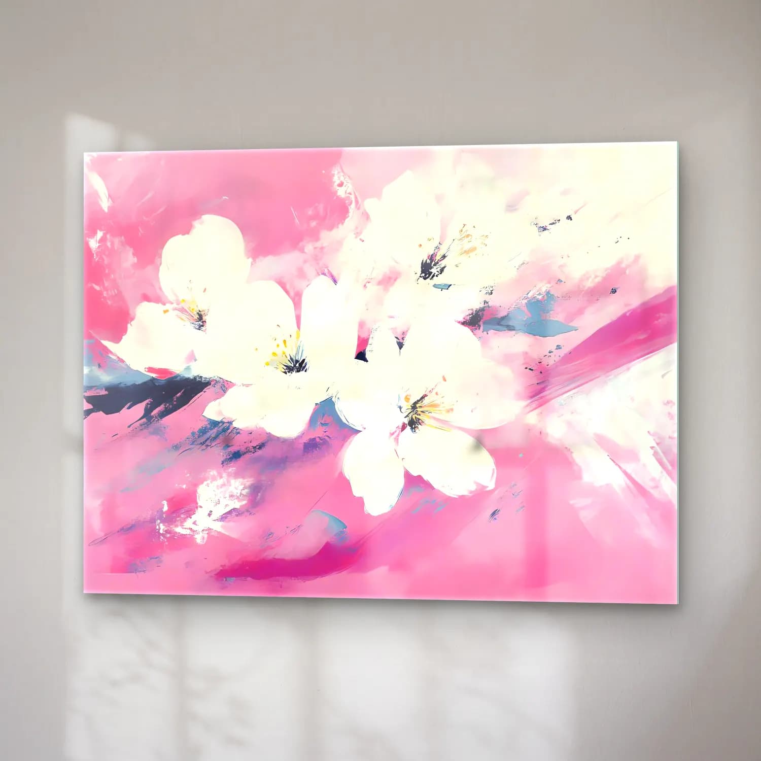 Pastel Kiraz Çiçekleri No. 14 cam tablo — sağ açıdan görünüm