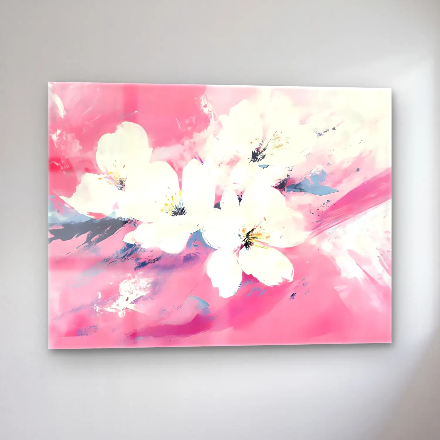 Pastel Kiraz Çiçekleri No. 14 cam tablo — sol açıdan görünüm