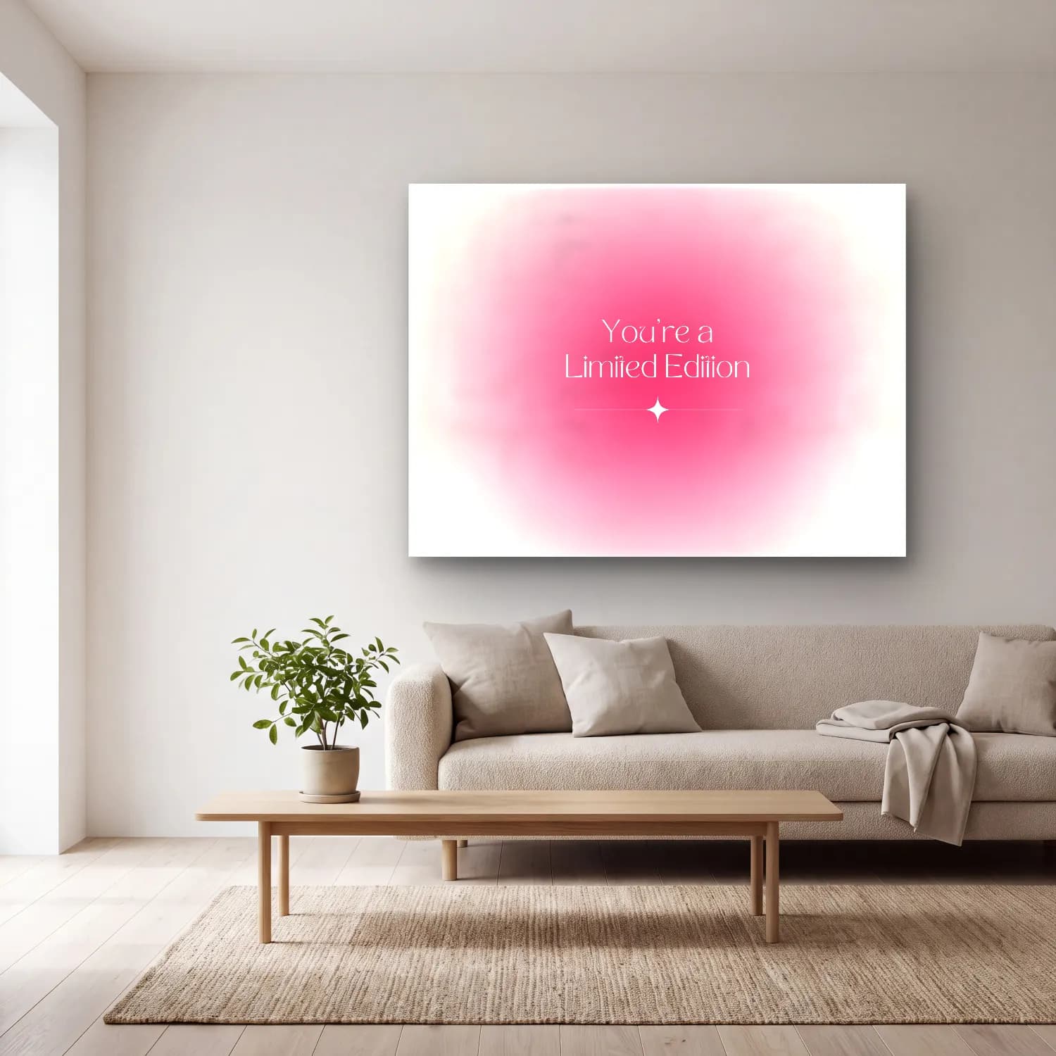 Pastel Söz Posteri No. 44 cam tablo — açık renk salonda