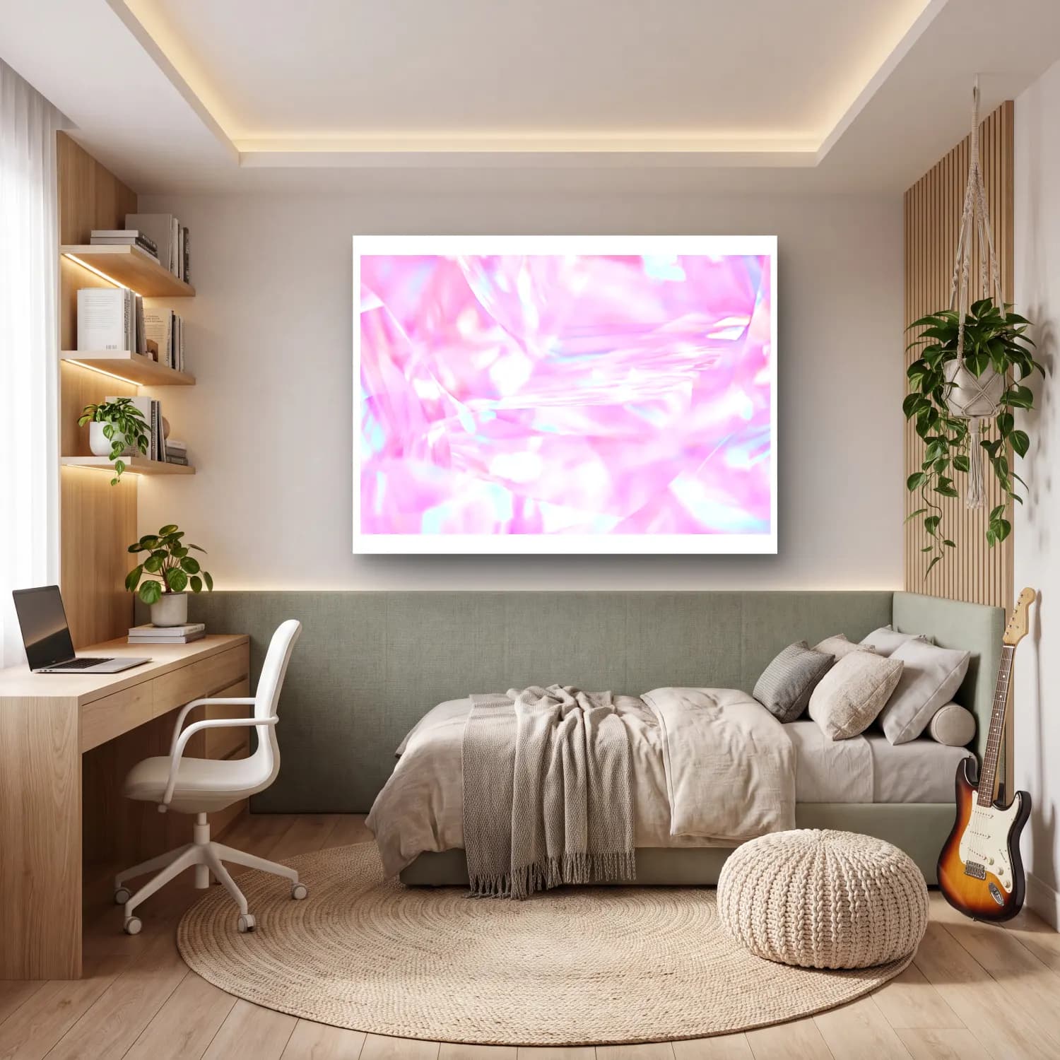 Pastel Renk Alanları No. 51 cam tablo — genç odasında