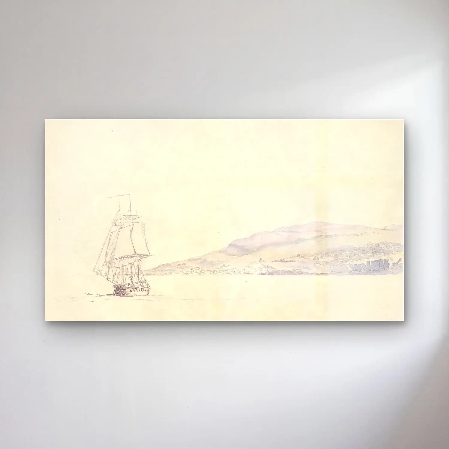 Charles Hamilton Smith – Punta Delgada cam tablo — Charles Hamilton Smith – Punta Delgada — vintage liman ve tekneler
