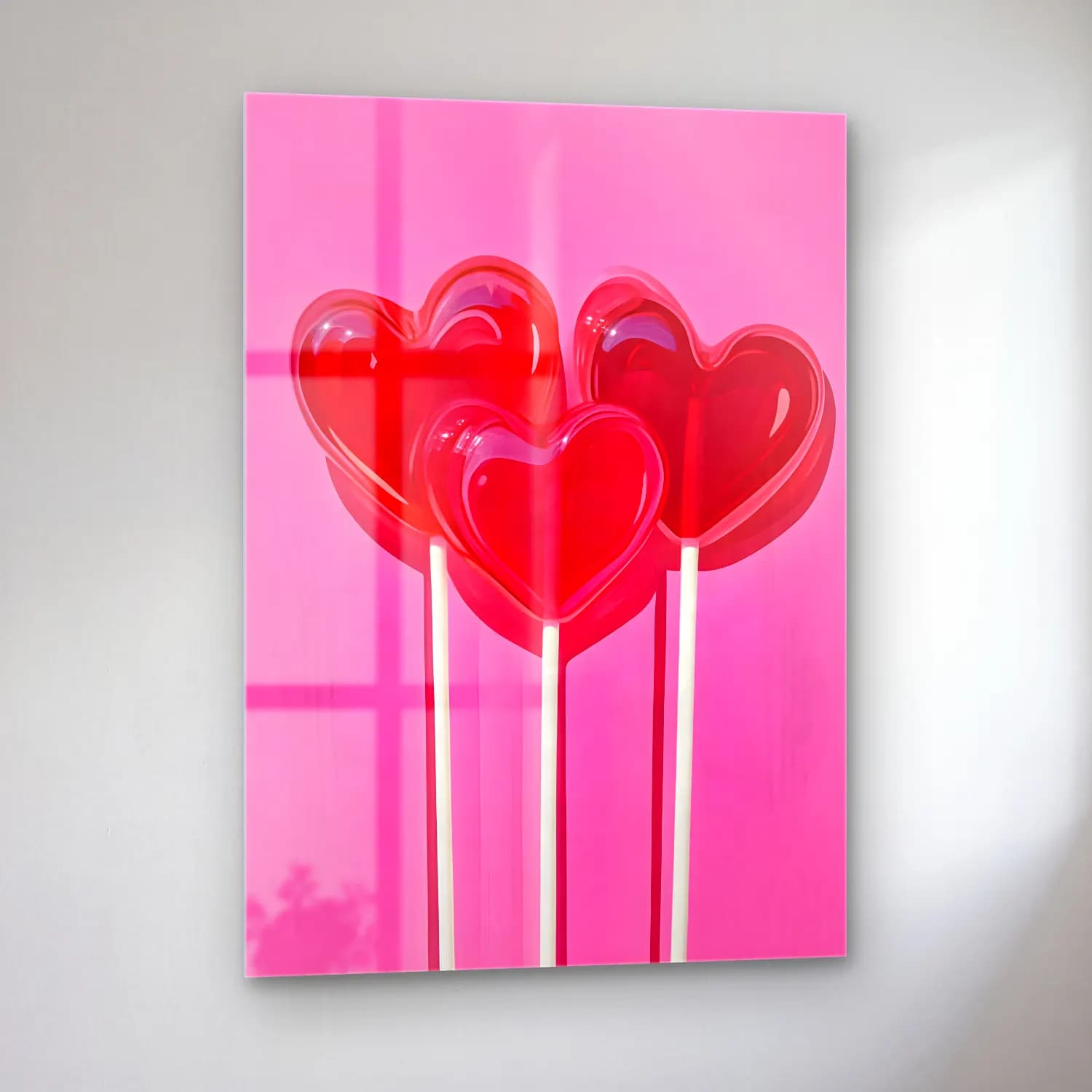 Pop Art Kirazlar – Pembe Tonlar cam tablo — sol açıdan görünüm