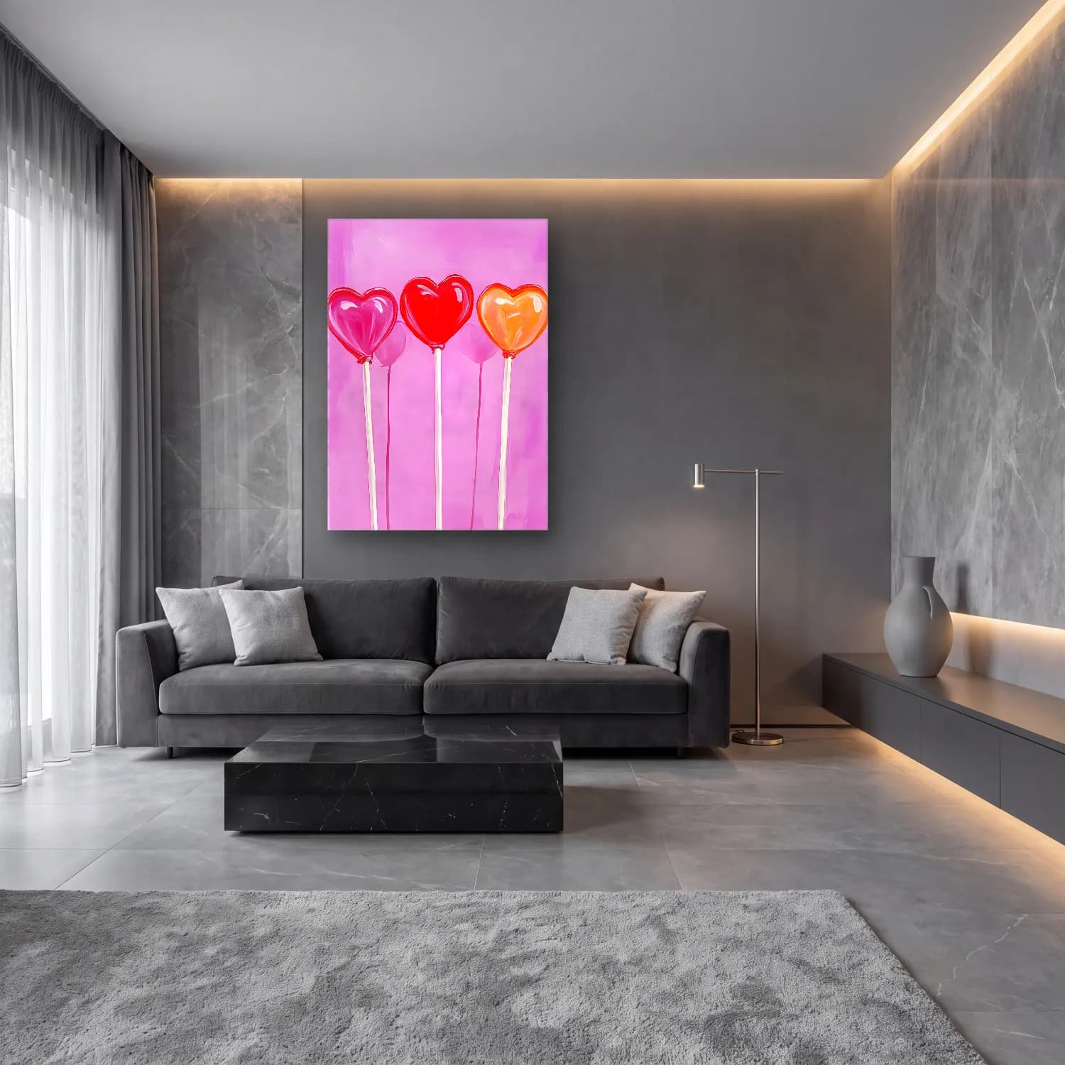 Pop Art Dondurma cam tablo — lüks salon duvarında