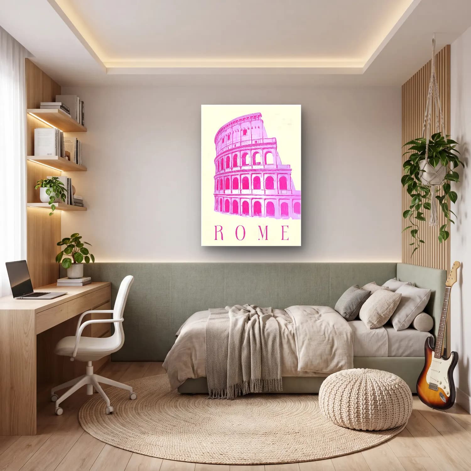 Pastel Roma – Pembe Tonlar cam tablo — genç odasında