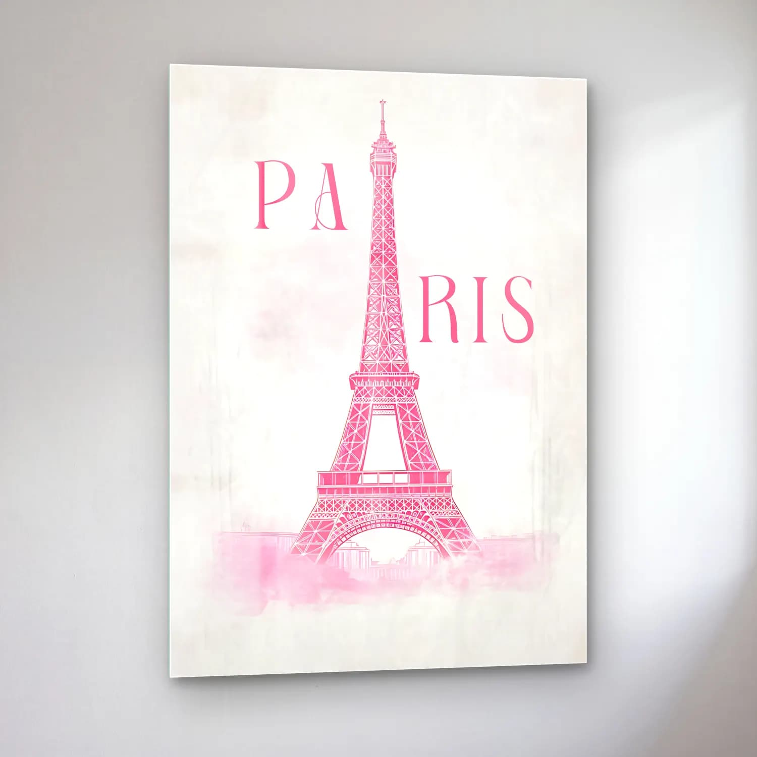 Pastel Paris ve Eyfel Kulesi No. 3 cam tablo — sol açıdan görünüm