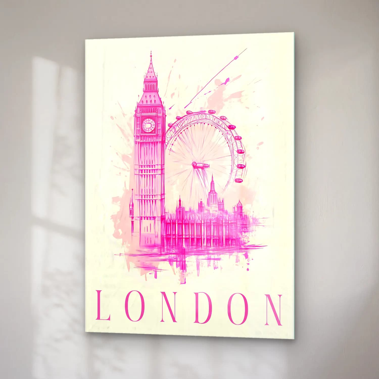 Vintage Londra No. 3 cam tablo — sağ açıdan görünüm