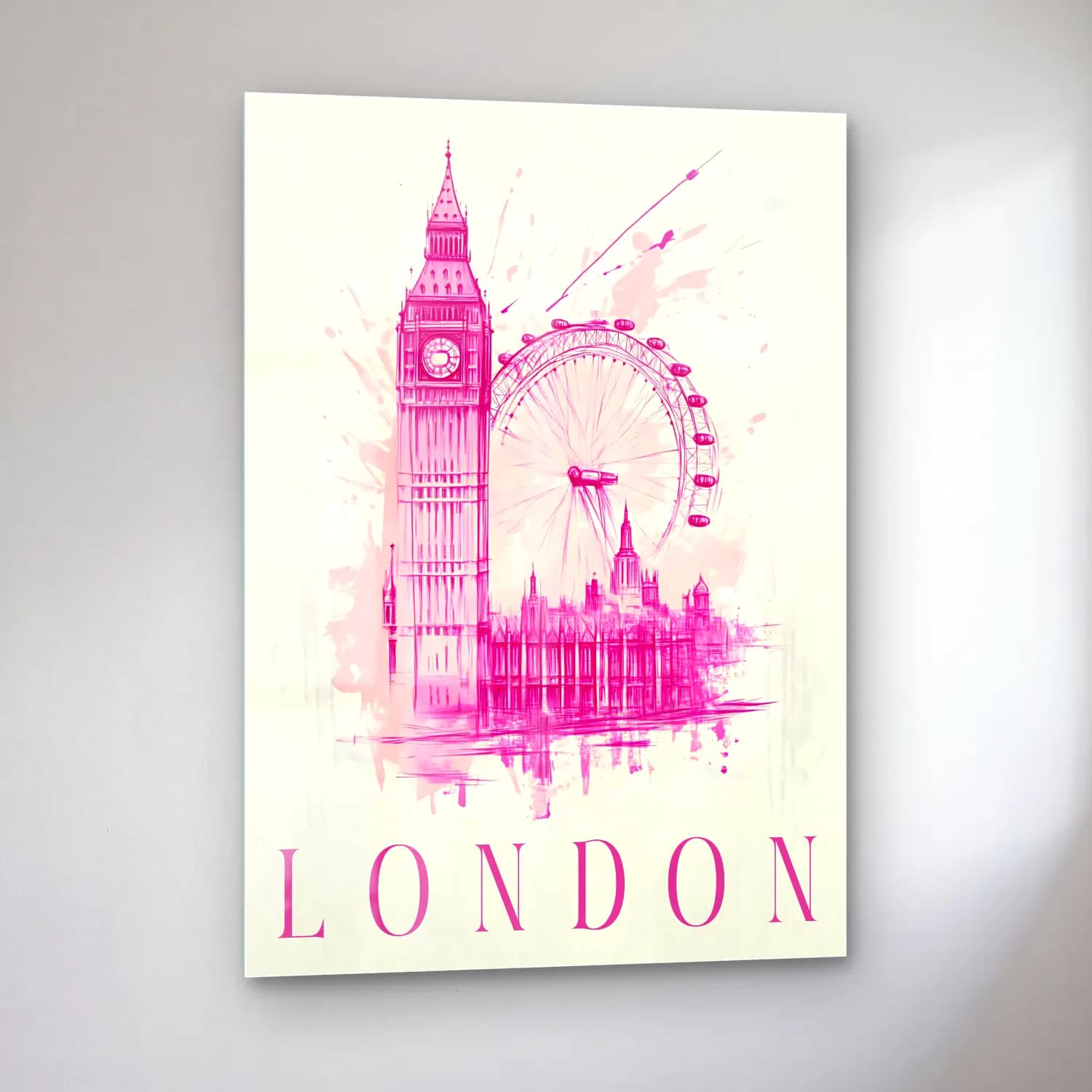 Vintage Londra No. 3 cam tablo — sol açıdan görünüm