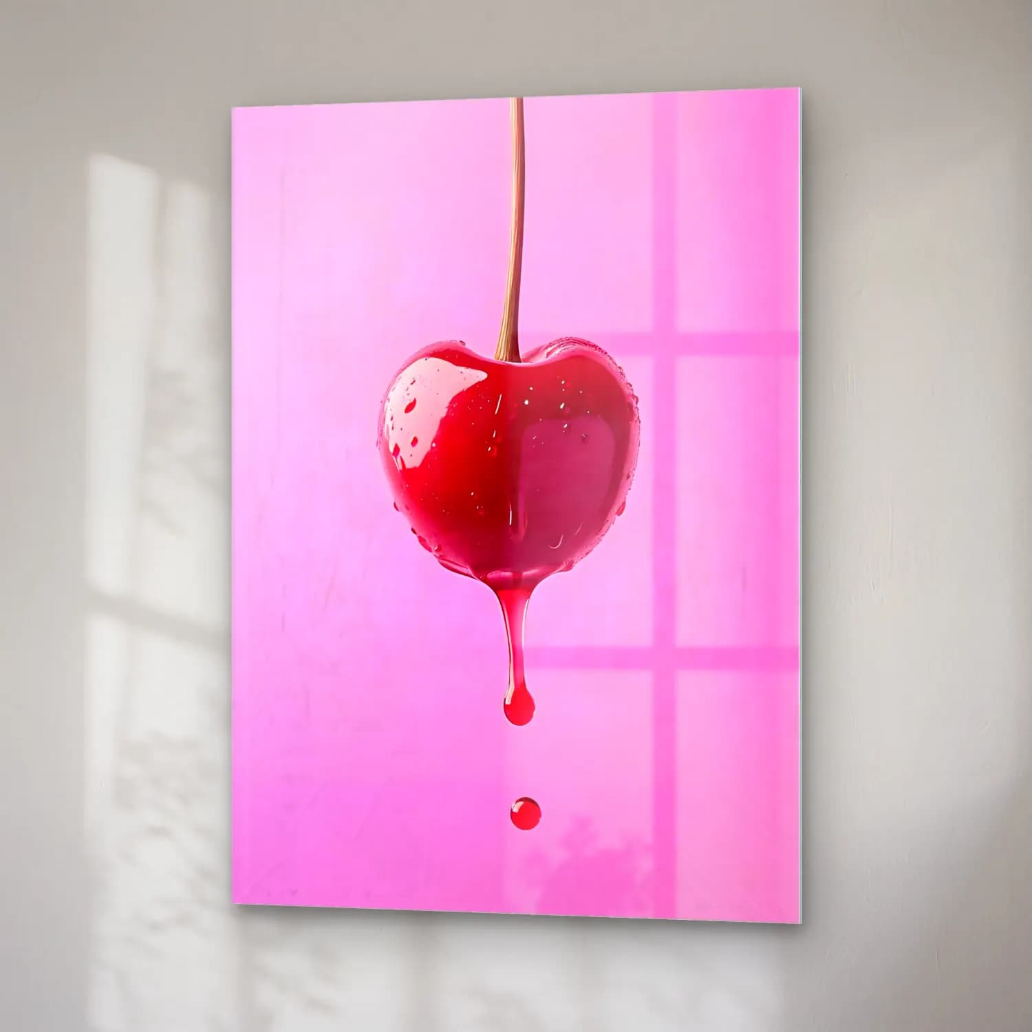 Pop Art Kirazlar No. 3 cam tablo — sağ açıdan görünüm