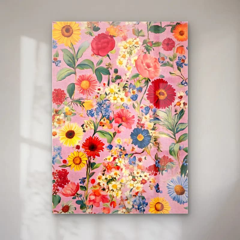 Pastel Çiçek Deseni No. 199 cam tablo — Pastel Çiçek Deseni No. 199 — pastel çiçek deseni