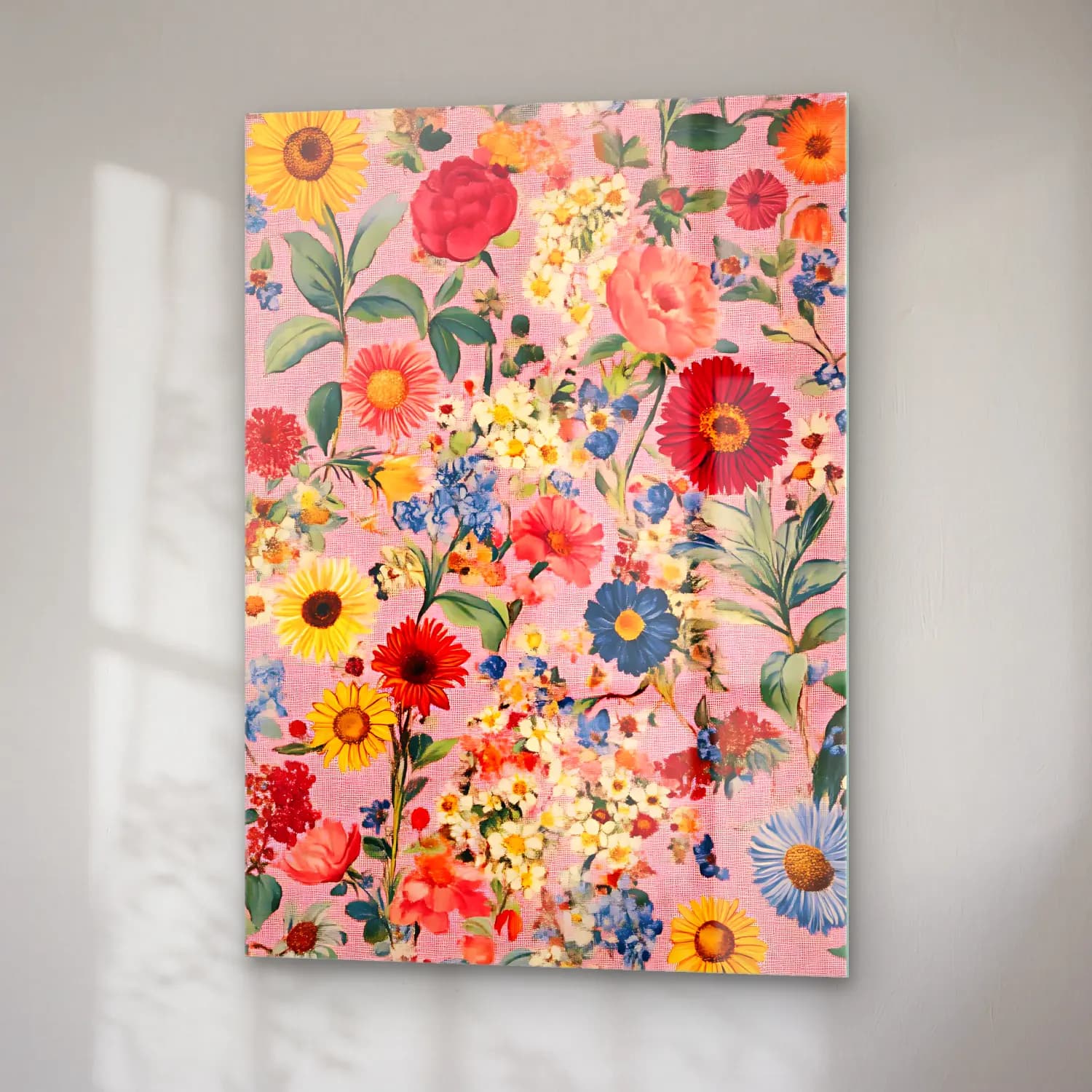 Pastel Çiçek Deseni No. 199 cam tablo — sağ açıdan görünüm