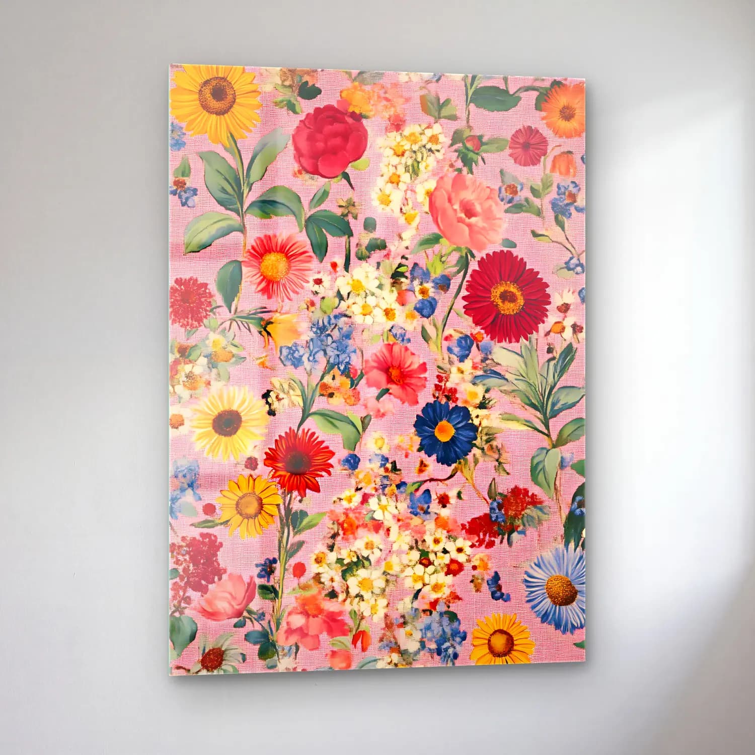 Pastel Çiçek Deseni No. 199 cam tablo — sol açıdan görünüm