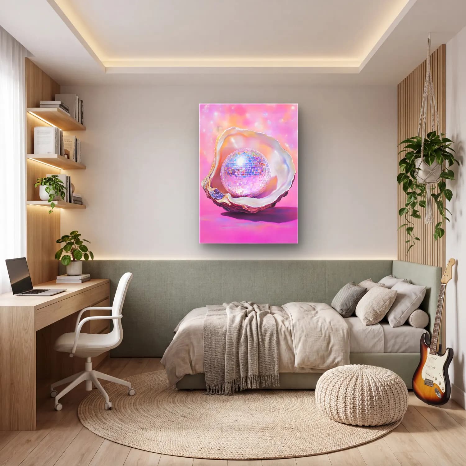 Pastel Deniz Kabukları No. 27 cam tablo — genç odasında