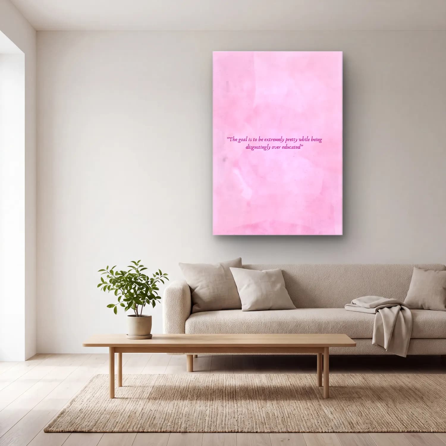 Pastel Söz Posteri No. 45 cam tablo — açık renk salonda