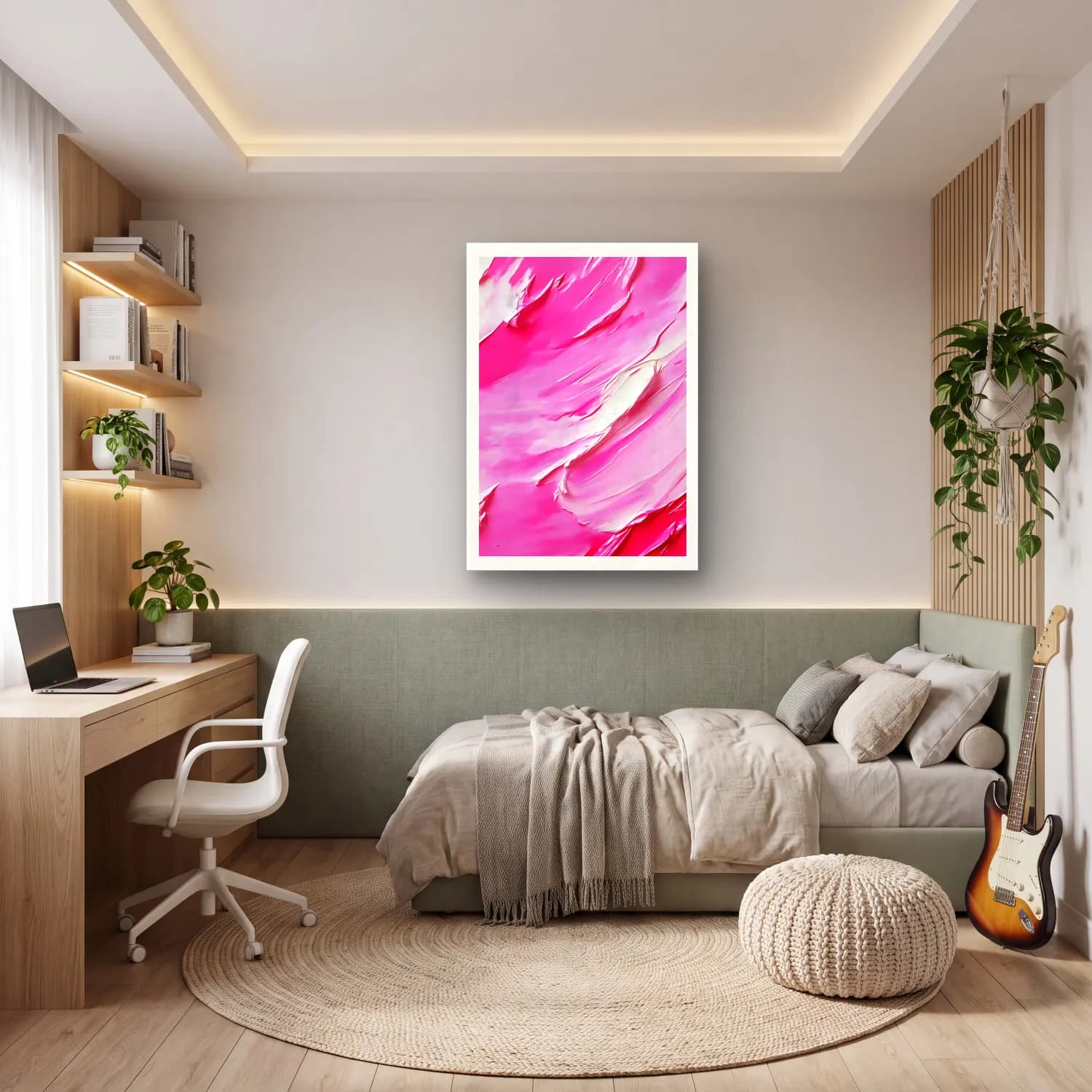 Pastel Soyut Fırça Darbeleri – Pembe Tonlar cam tablo — genç odasında