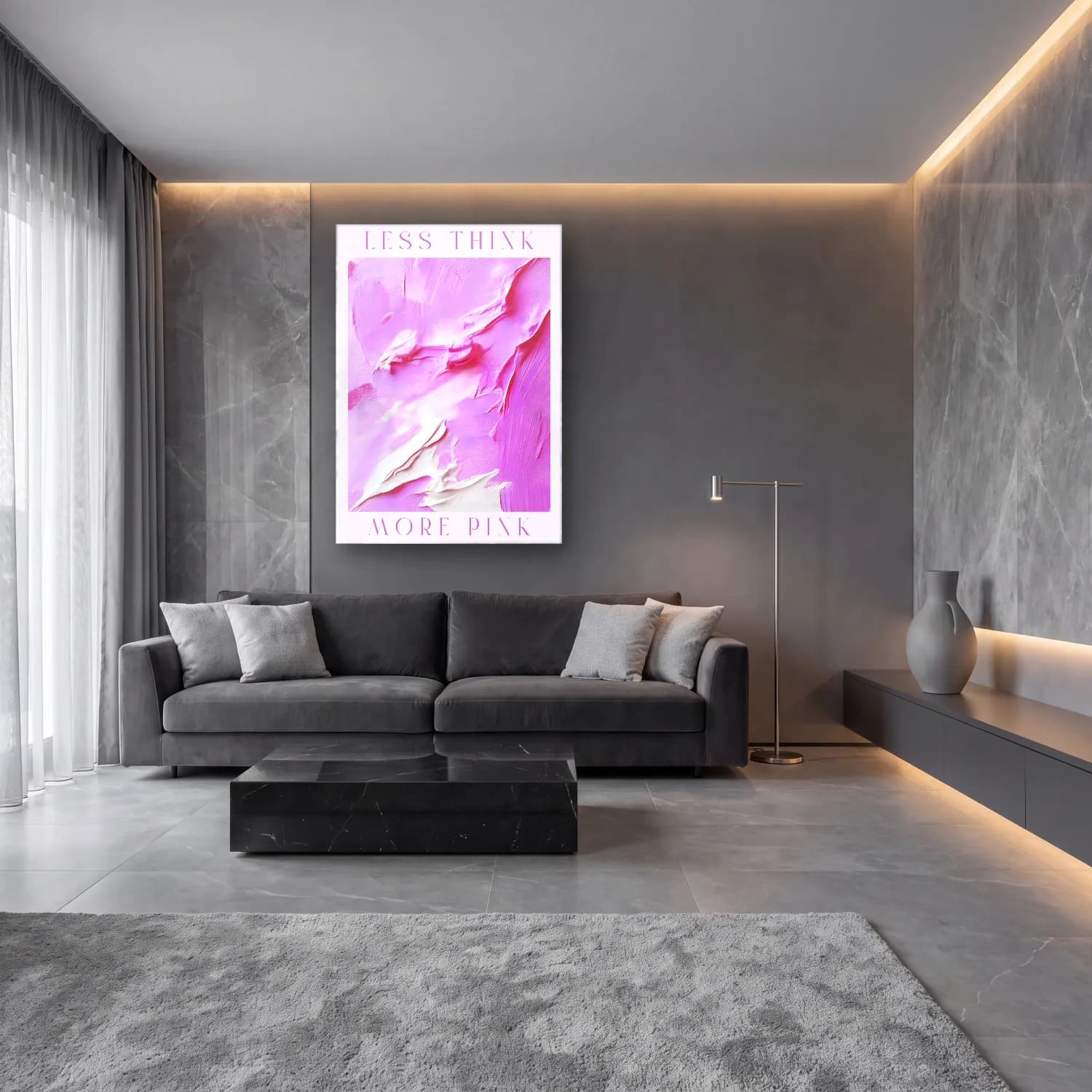 Pastel Renk Alanları No. 52 cam tablo — lüks salon duvarında
