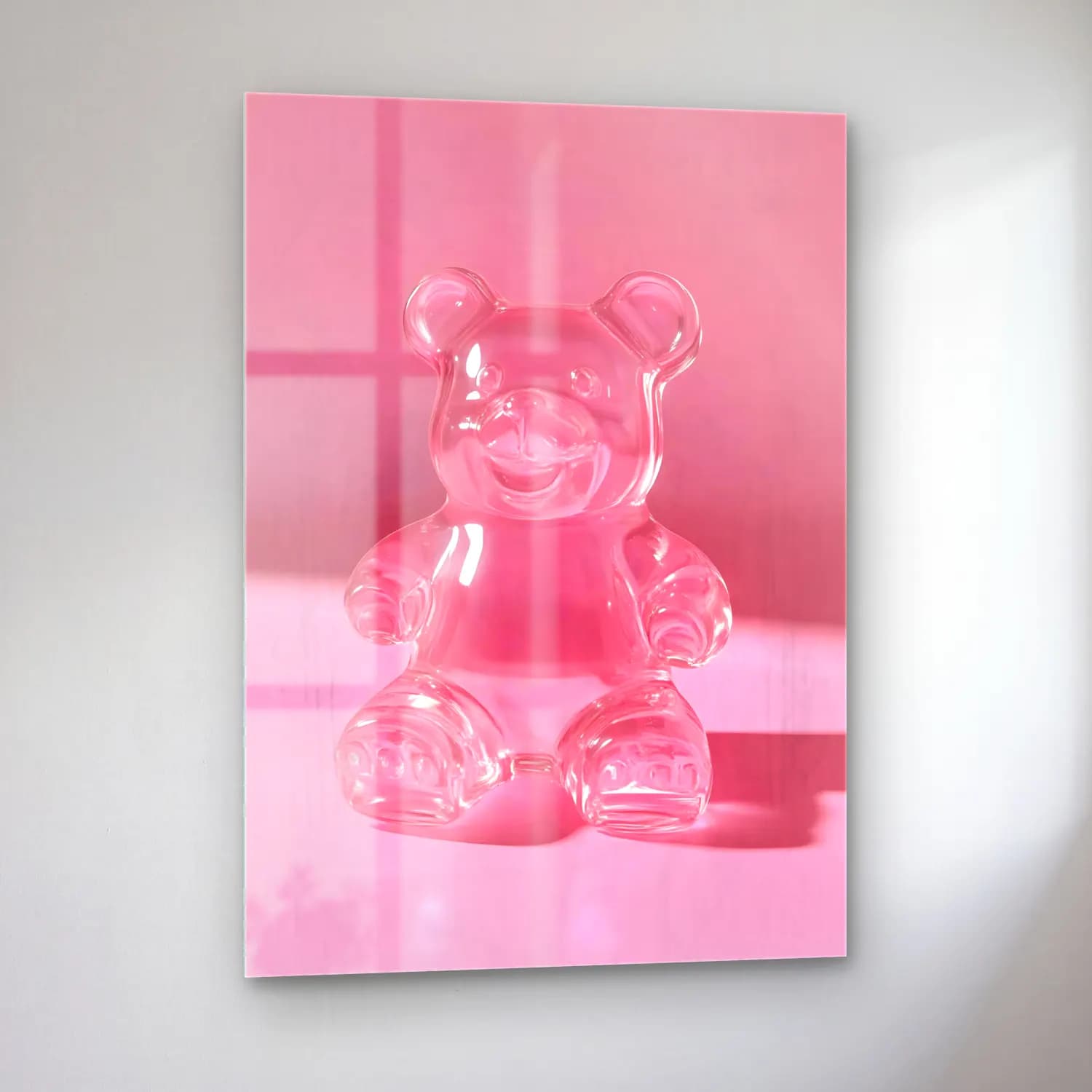 Pastel Oyuncak Ayı No. 6 cam tablo — sol açıdan görünüm