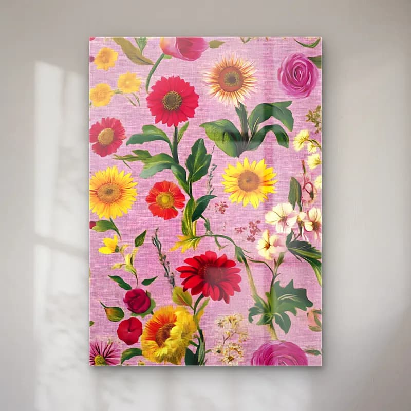 Pastel Çiçek Deseni No. 200 cam tablo — Pastel Çiçek Deseni No. 200 — pastel çiçek deseni
