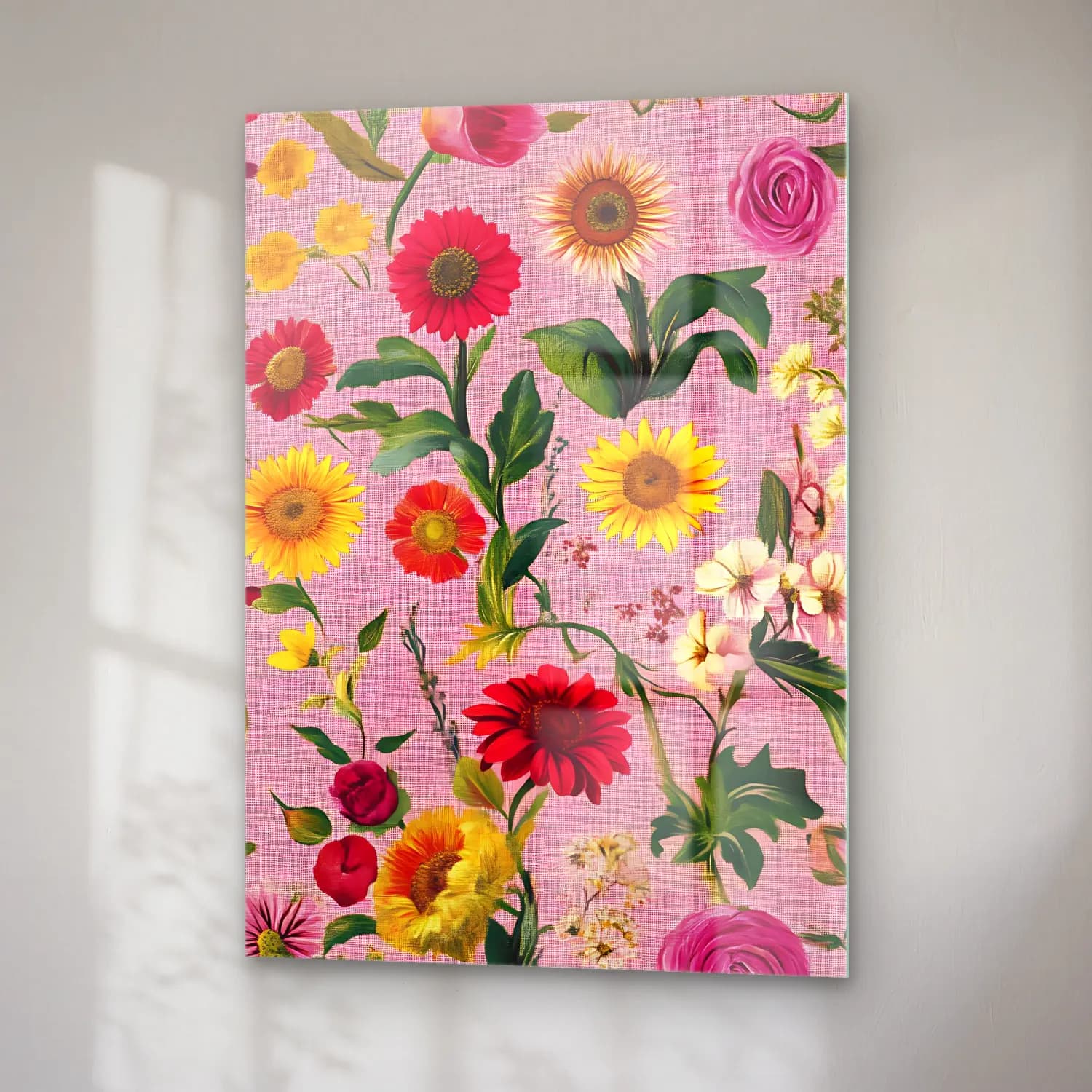 Pastel Çiçek Deseni No. 200 cam tablo — sağ açıdan görünüm