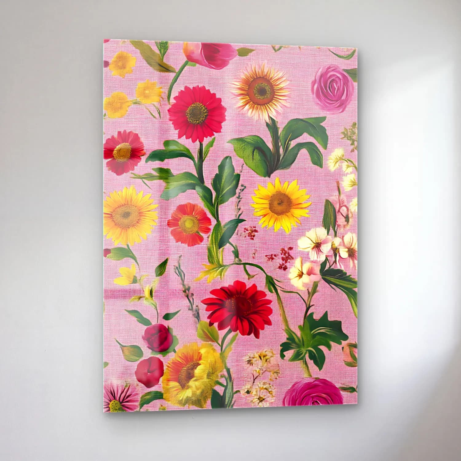 Pastel Çiçek Deseni No. 200 cam tablo — sol açıdan görünüm