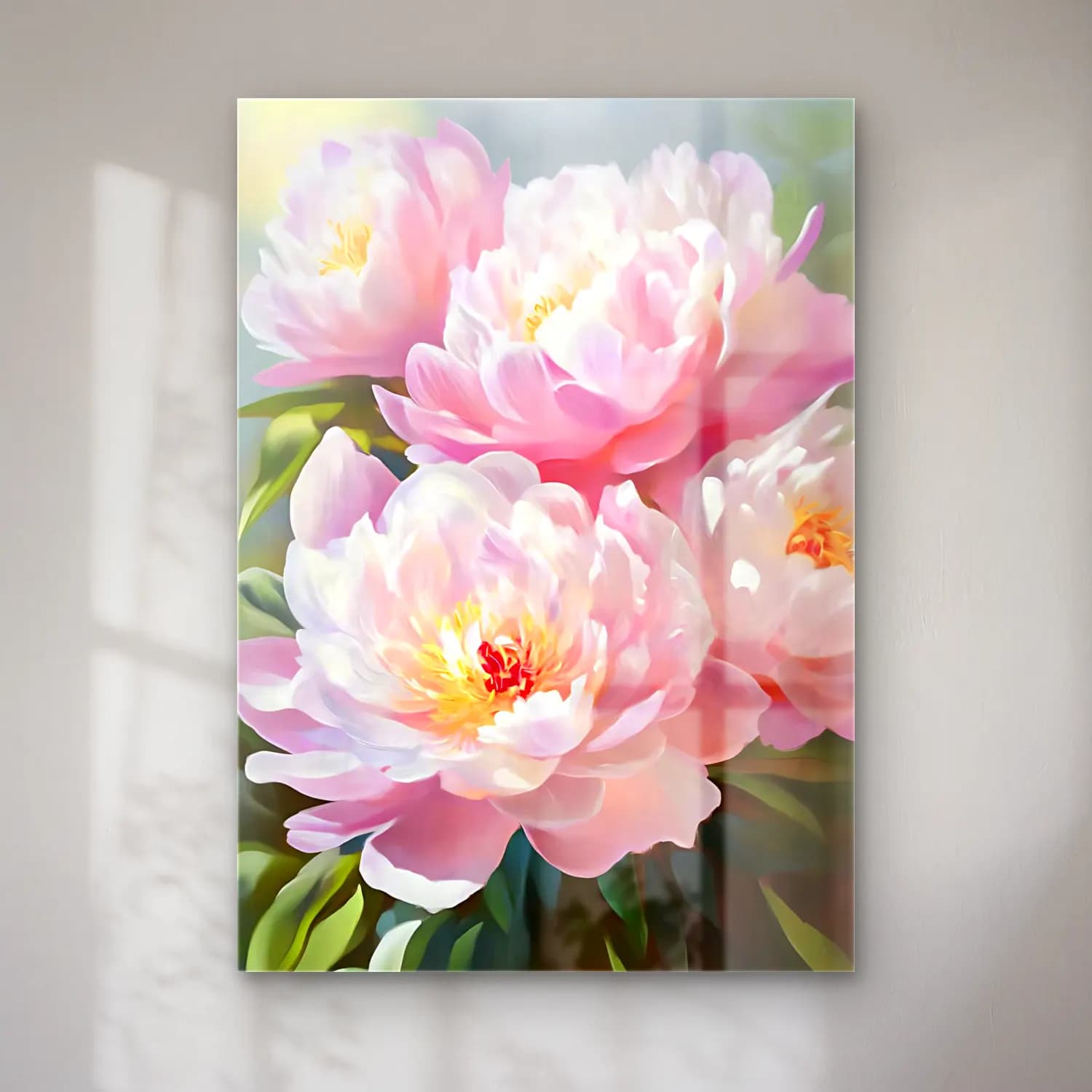 Pastel Pembe Şakayıklar No. 8 cam tablo — Pastel Pembe Şakayıklar No. 8 — pastel pembe şakayıklar