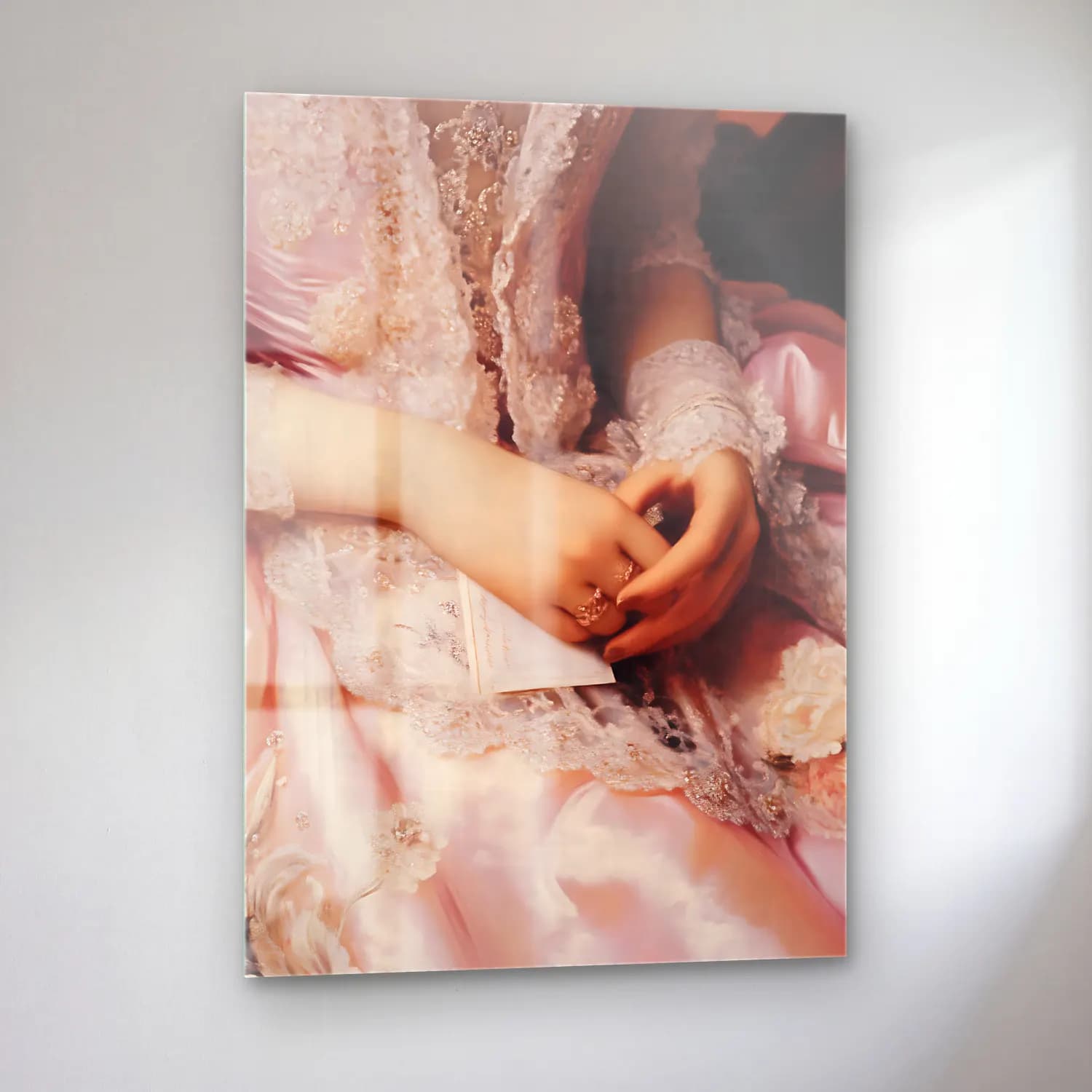 Pastel Eller No. 3 cam tablo — sol açıdan görünüm
