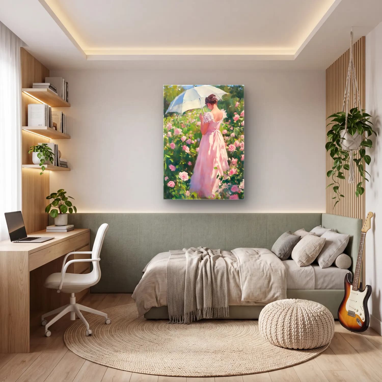 Empresyonist Pembe Şakayıklar No. 7 cam tablo — genç odasında