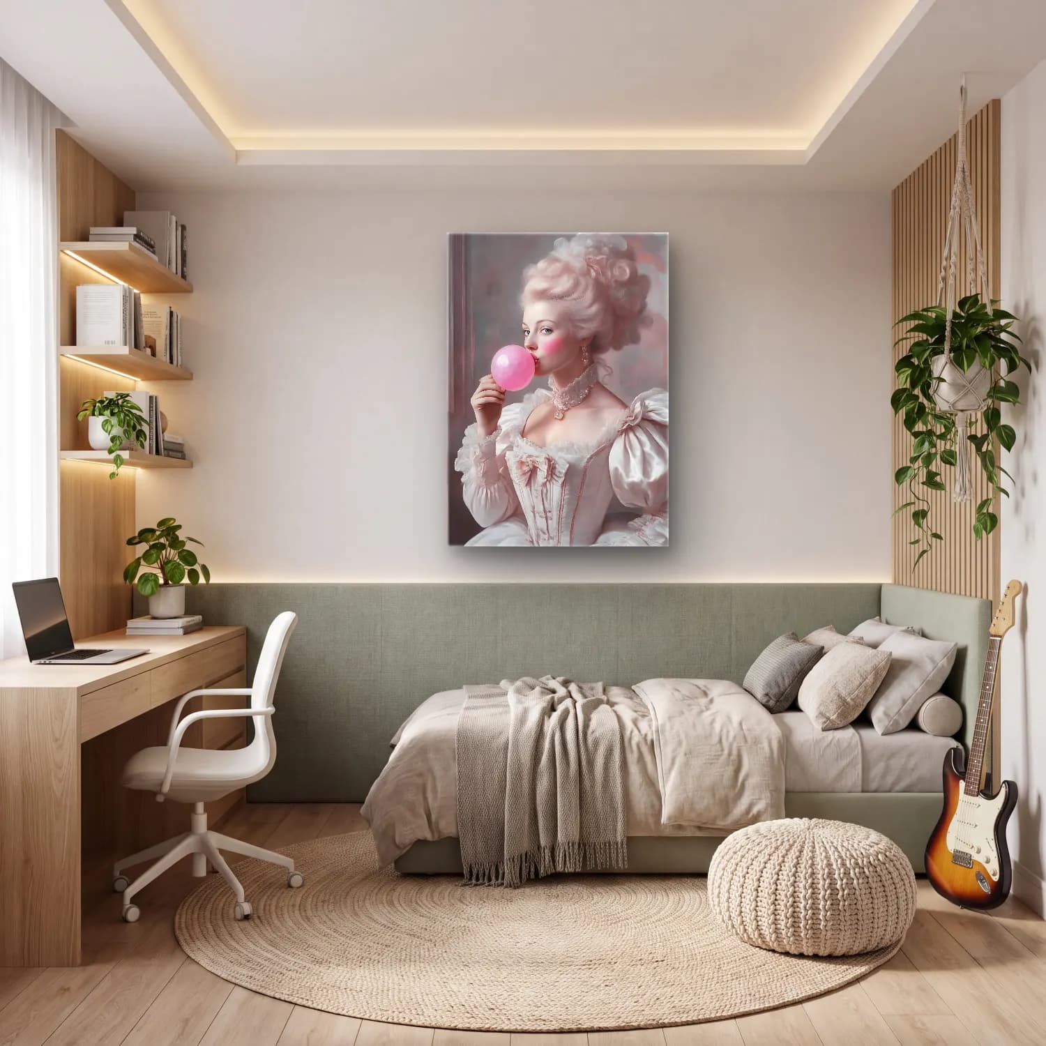 Pastel Kız Çocuğu Portresi No. 4 cam tablo — genç odasında