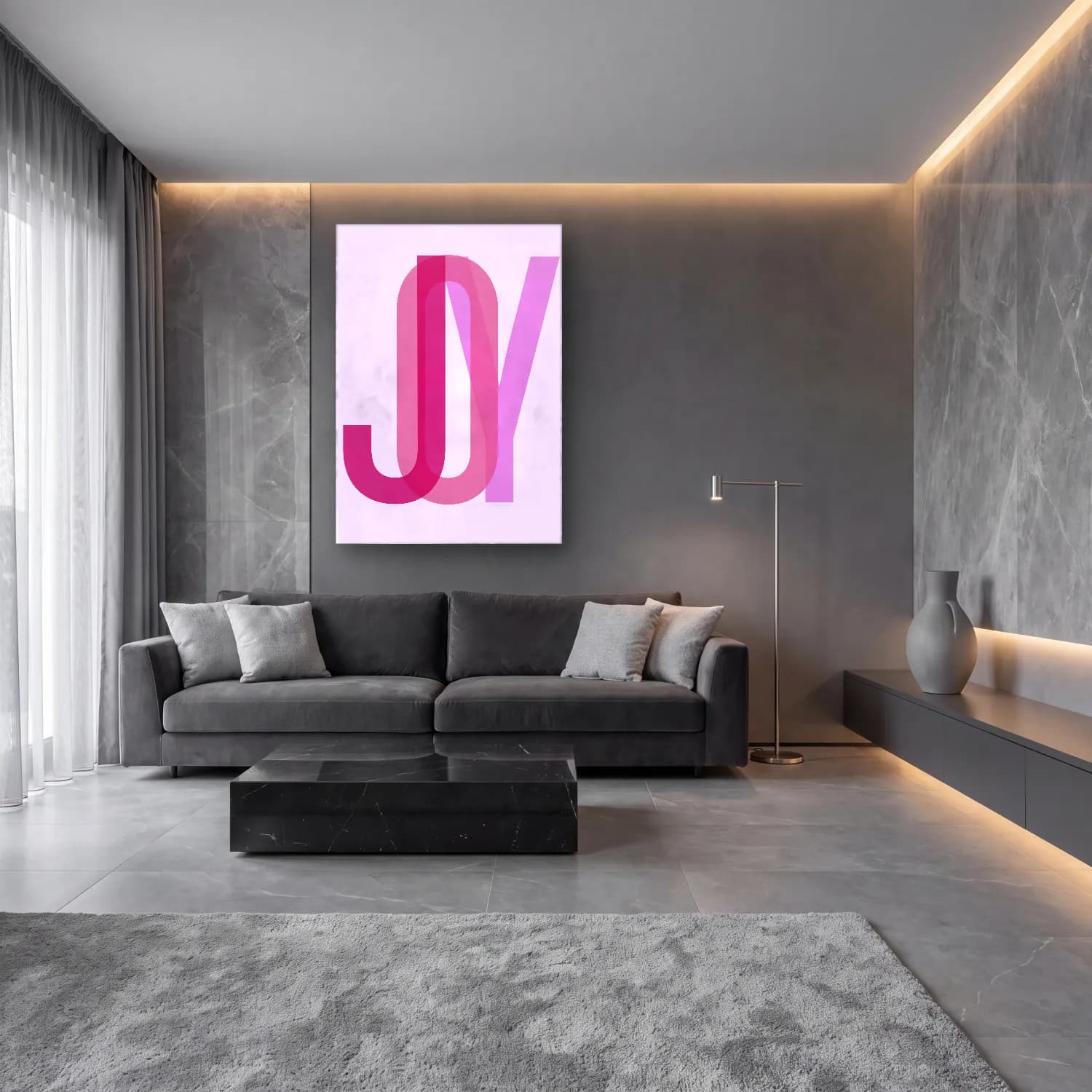 Pastel Harf Posteri No. 3 cam tablo — lüks salon duvarında