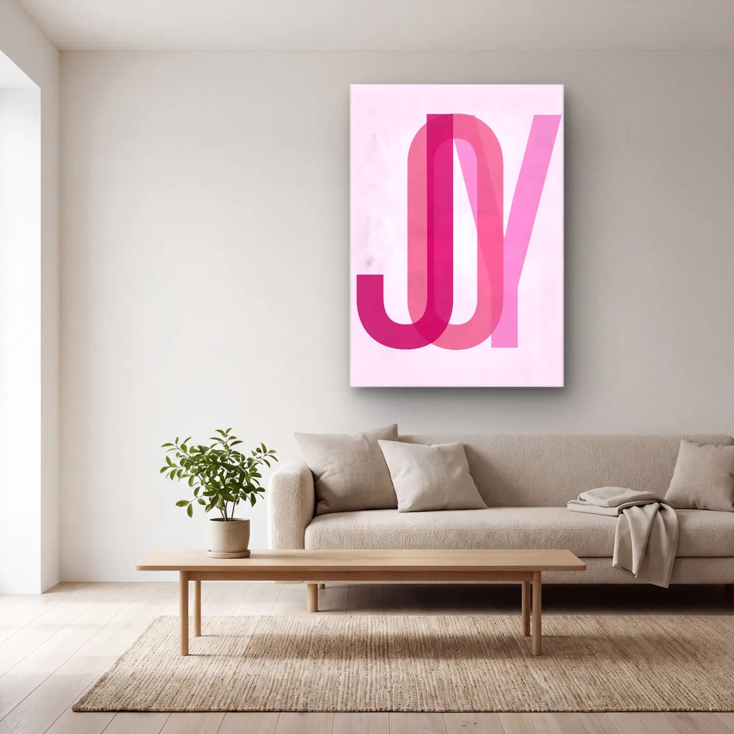 Pastel Harf Posteri No. 3 cam tablo — açık renk salonda