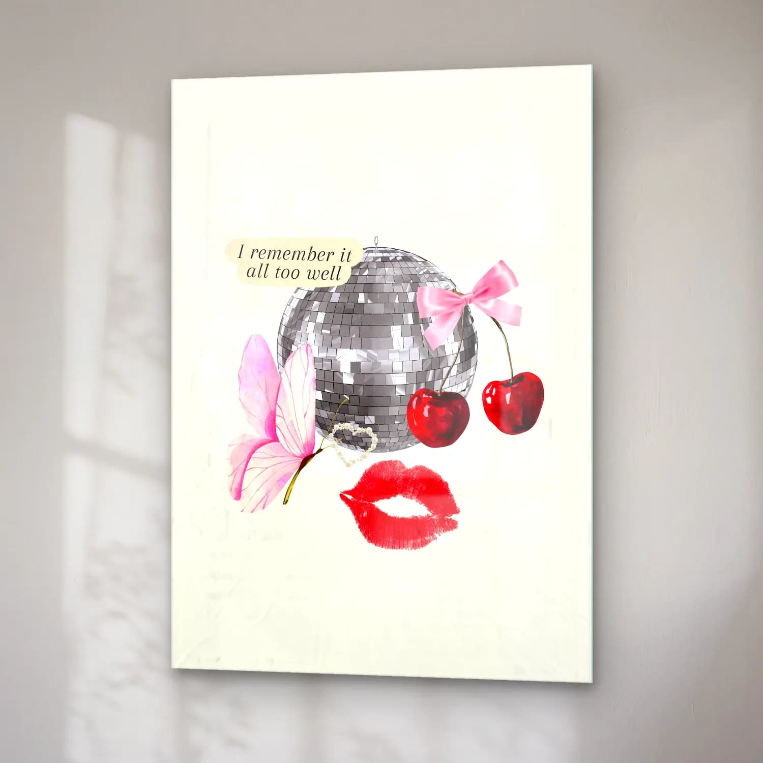 Pop Art Kirazlar No. 5 cam tablo — sağ açıdan görünüm