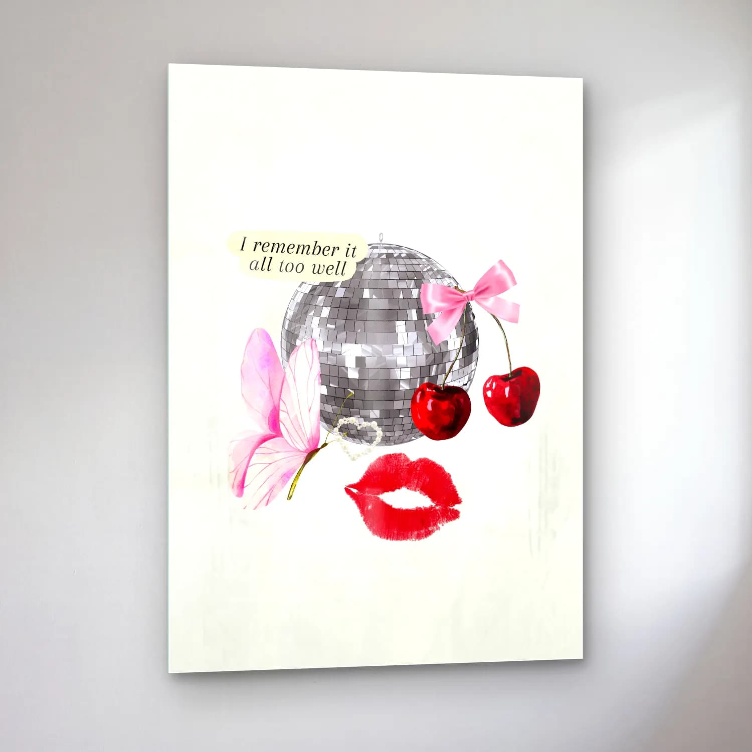 Pop Art Kirazlar No. 5 cam tablo — sol açıdan görünüm