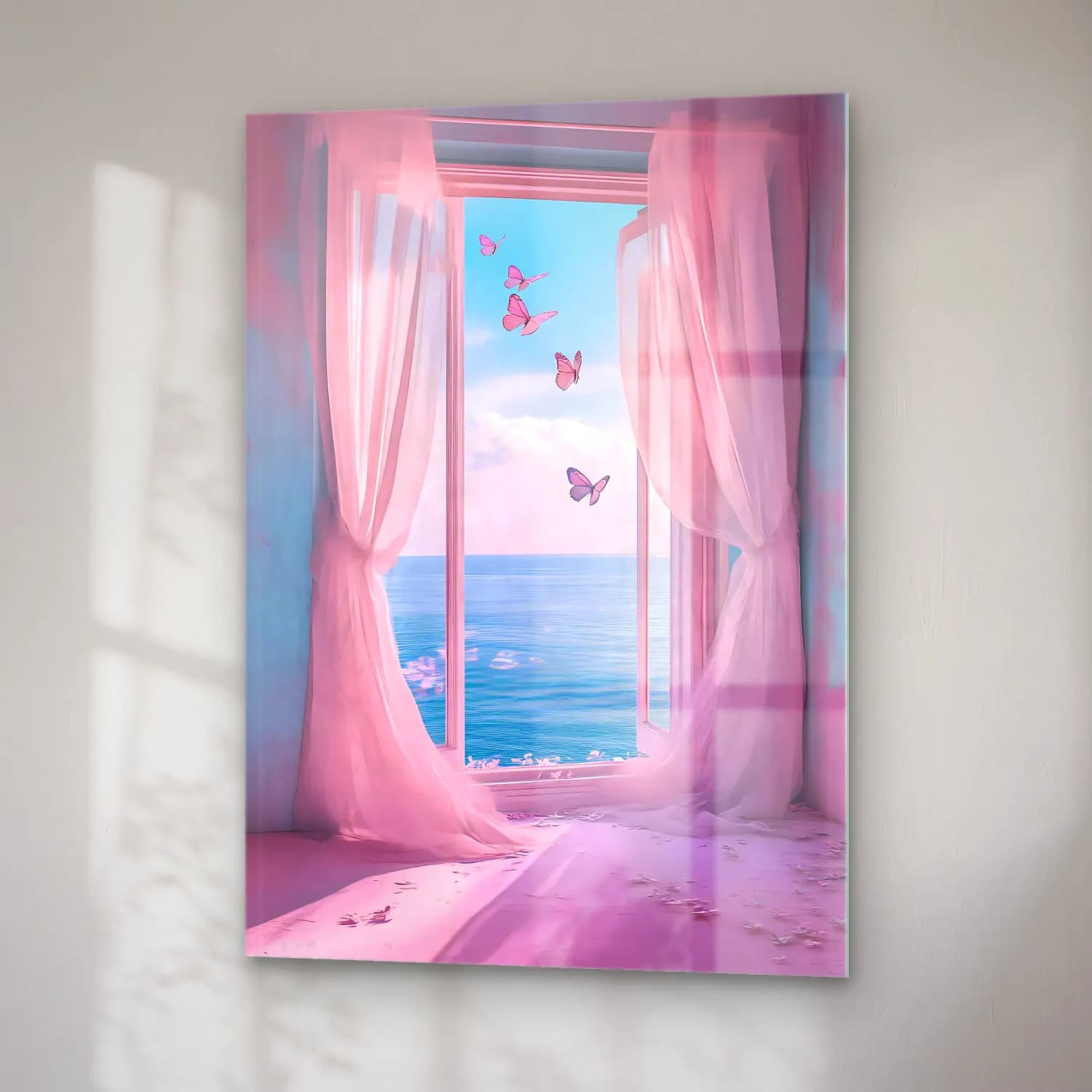 Pastel Pencereden Manzara No. 6 cam tablo — sağ açıdan görünüm