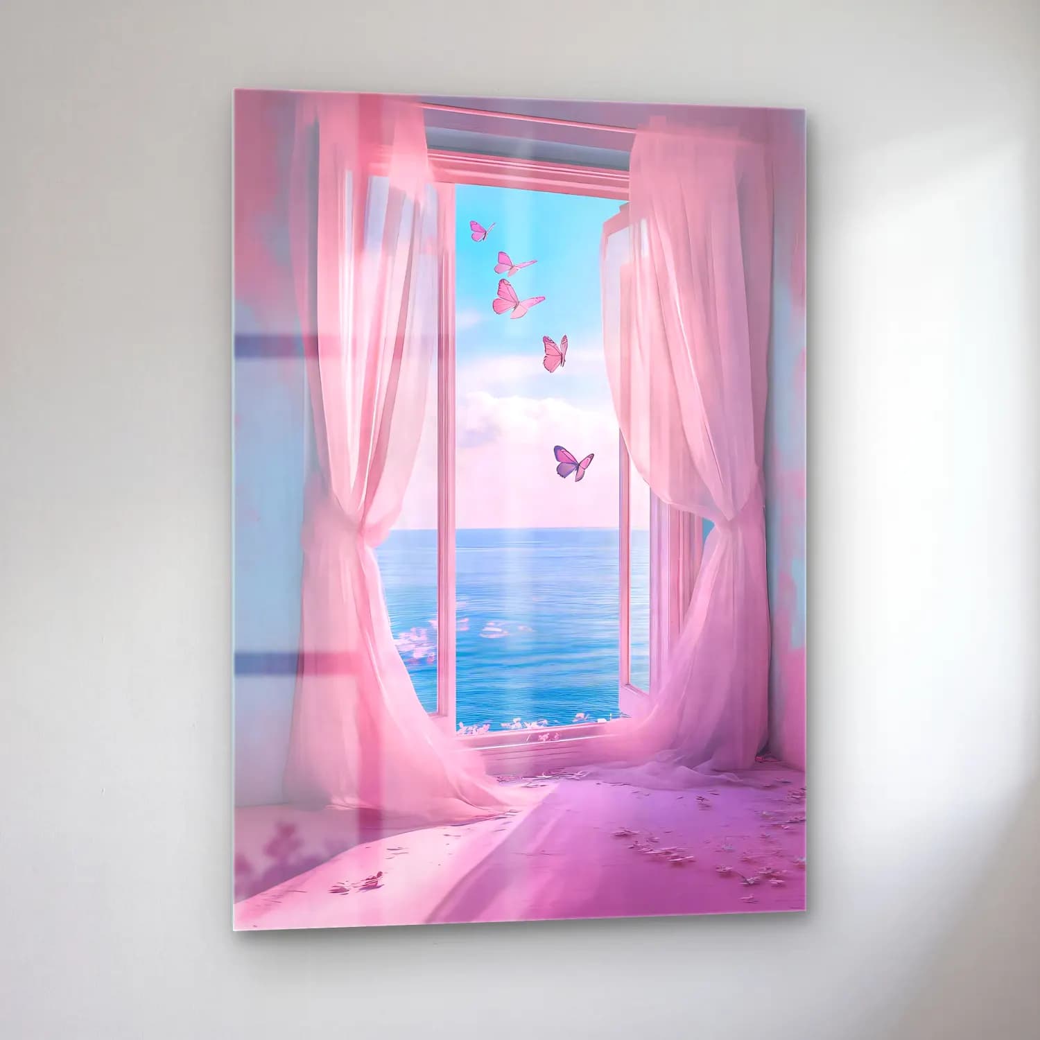 Pastel Pencereden Manzara No. 6 cam tablo — sol açıdan görünüm
