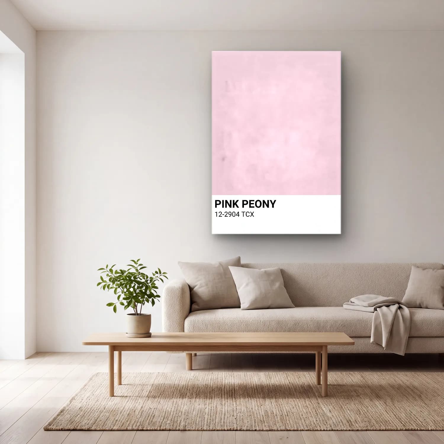 Pastel Pembe Şakayıklar No. 9 cam tablo — açık renk salonda