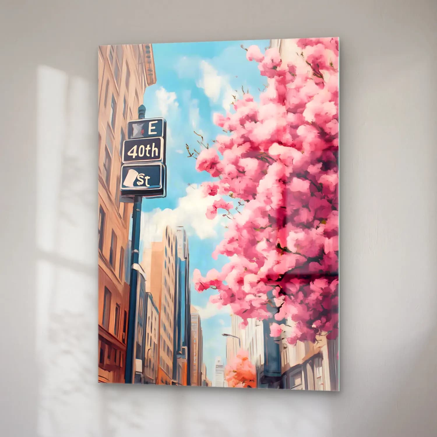 Pastel Kiraz Çiçekleri No. 15 cam tablo — sağ açıdan görünüm