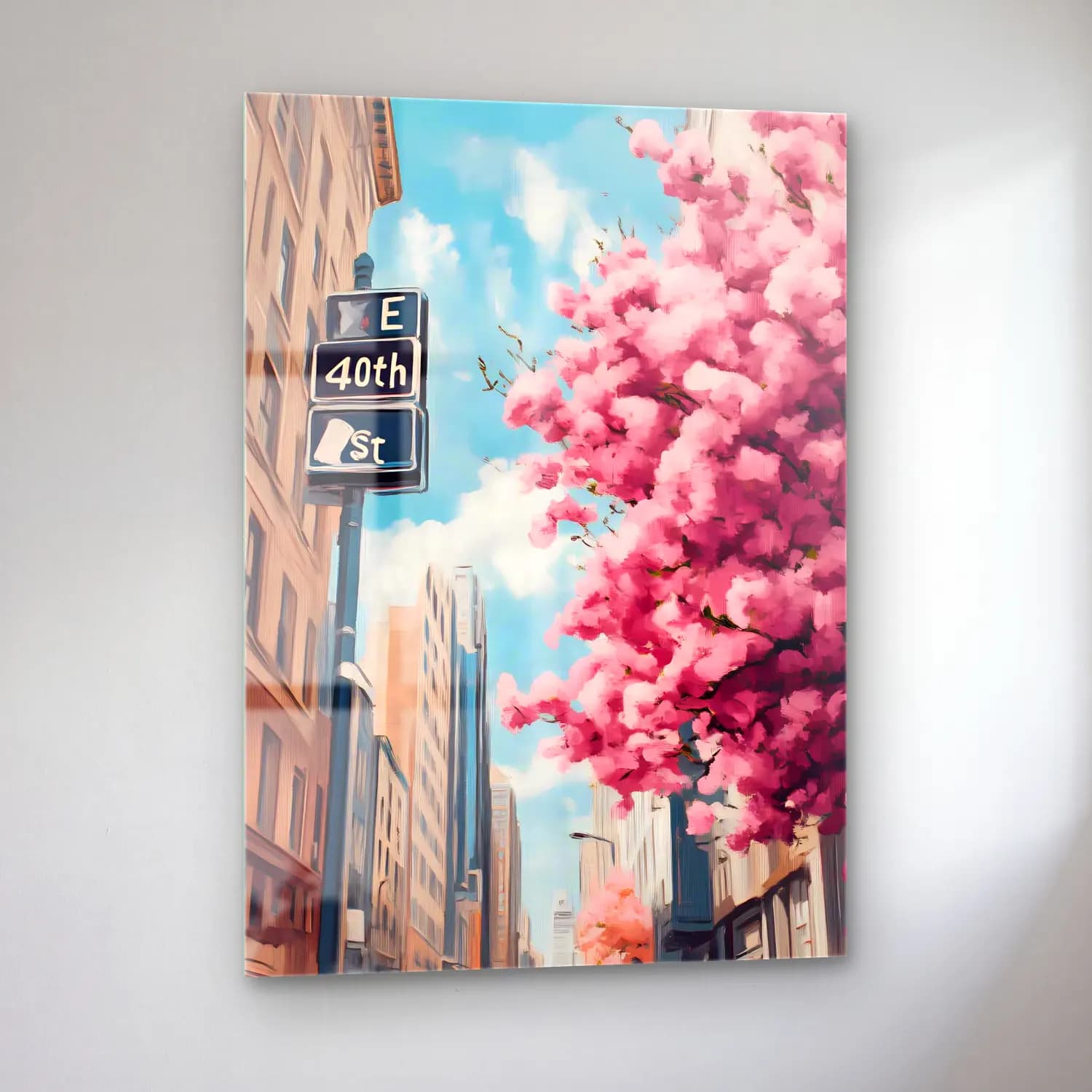Pastel Kiraz Çiçekleri No. 15 cam tablo — sol açıdan görünüm