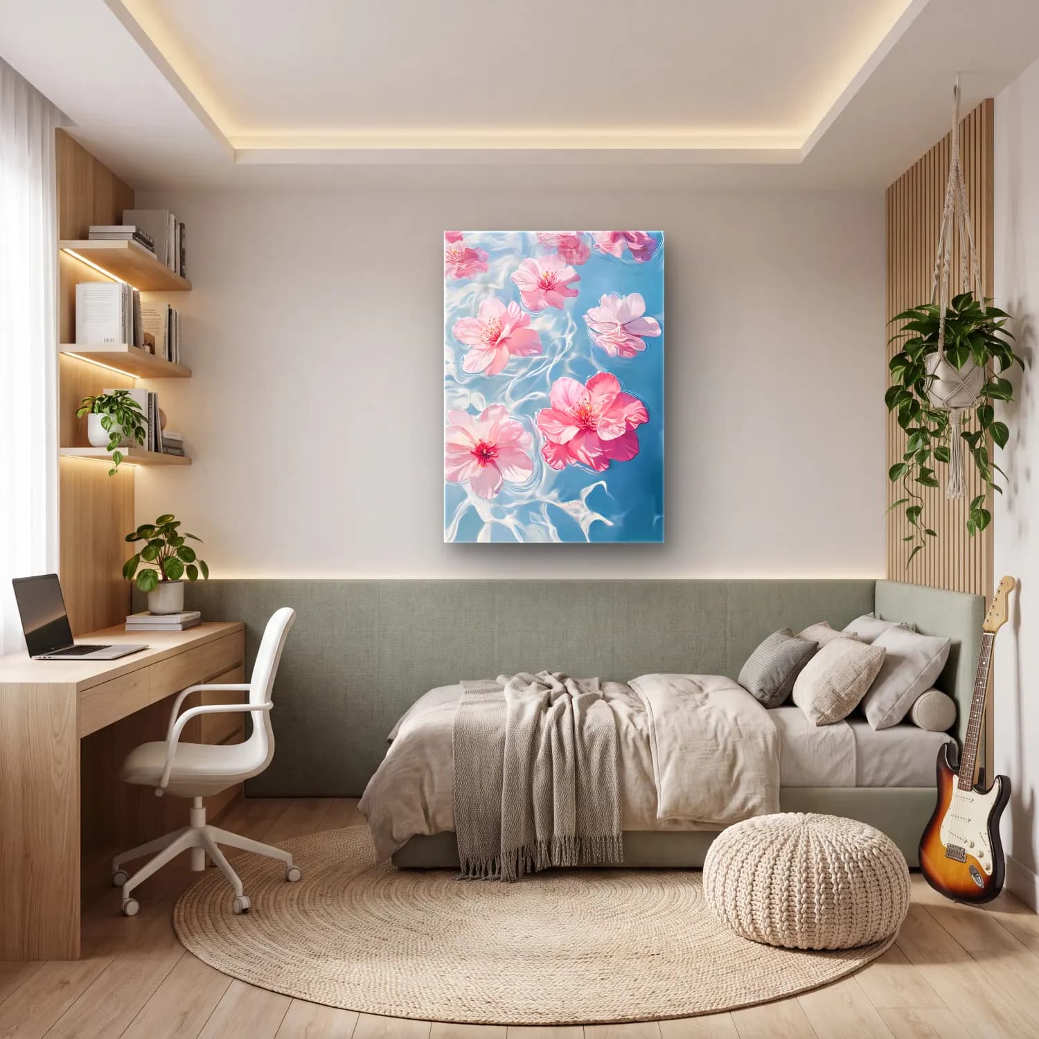 Pastel Lotus Çiçekleri No. 6 cam tablo — genç odasında